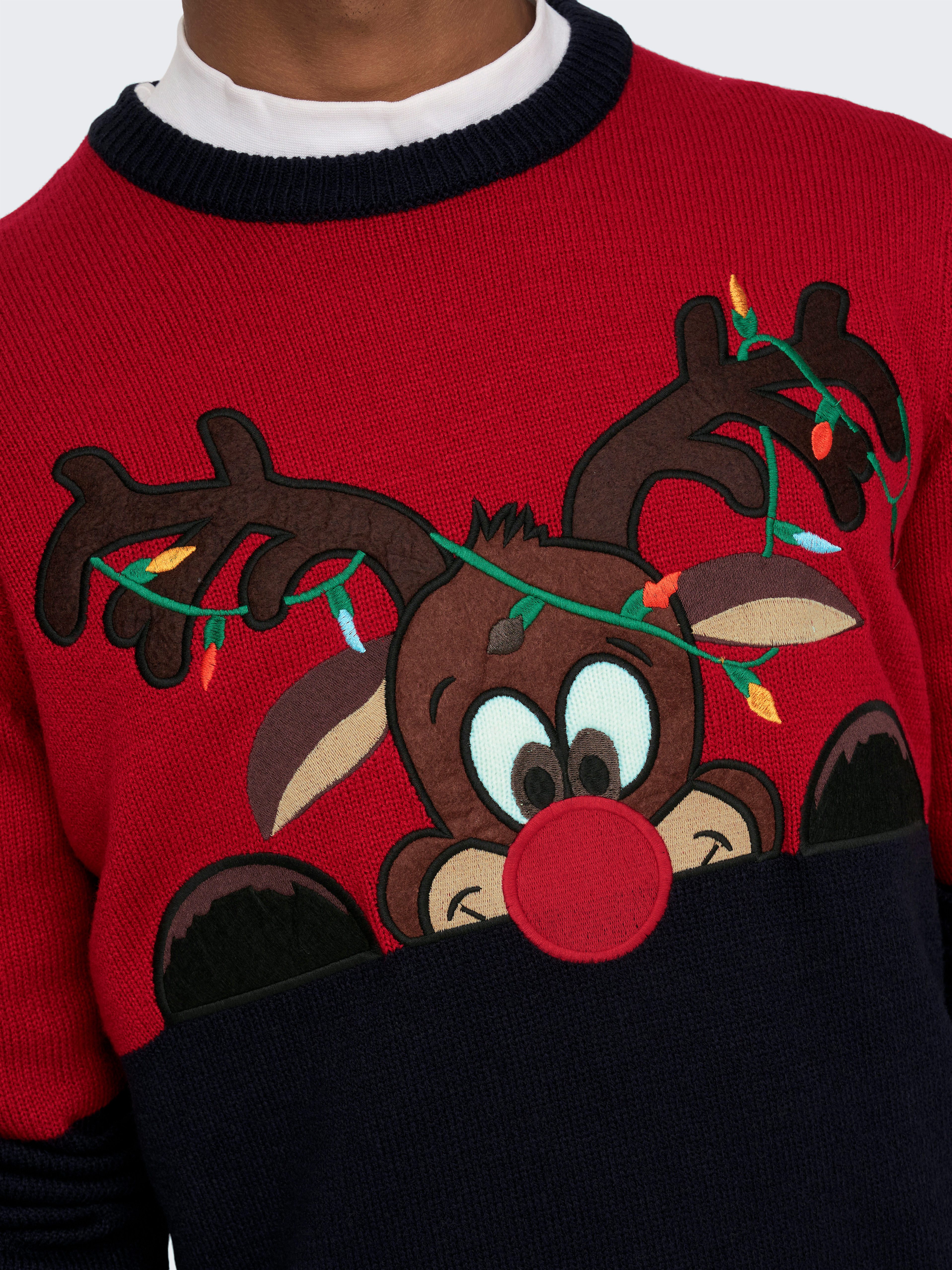 ONLY & SONS Kersttrui met boord aan mouwen en zoom