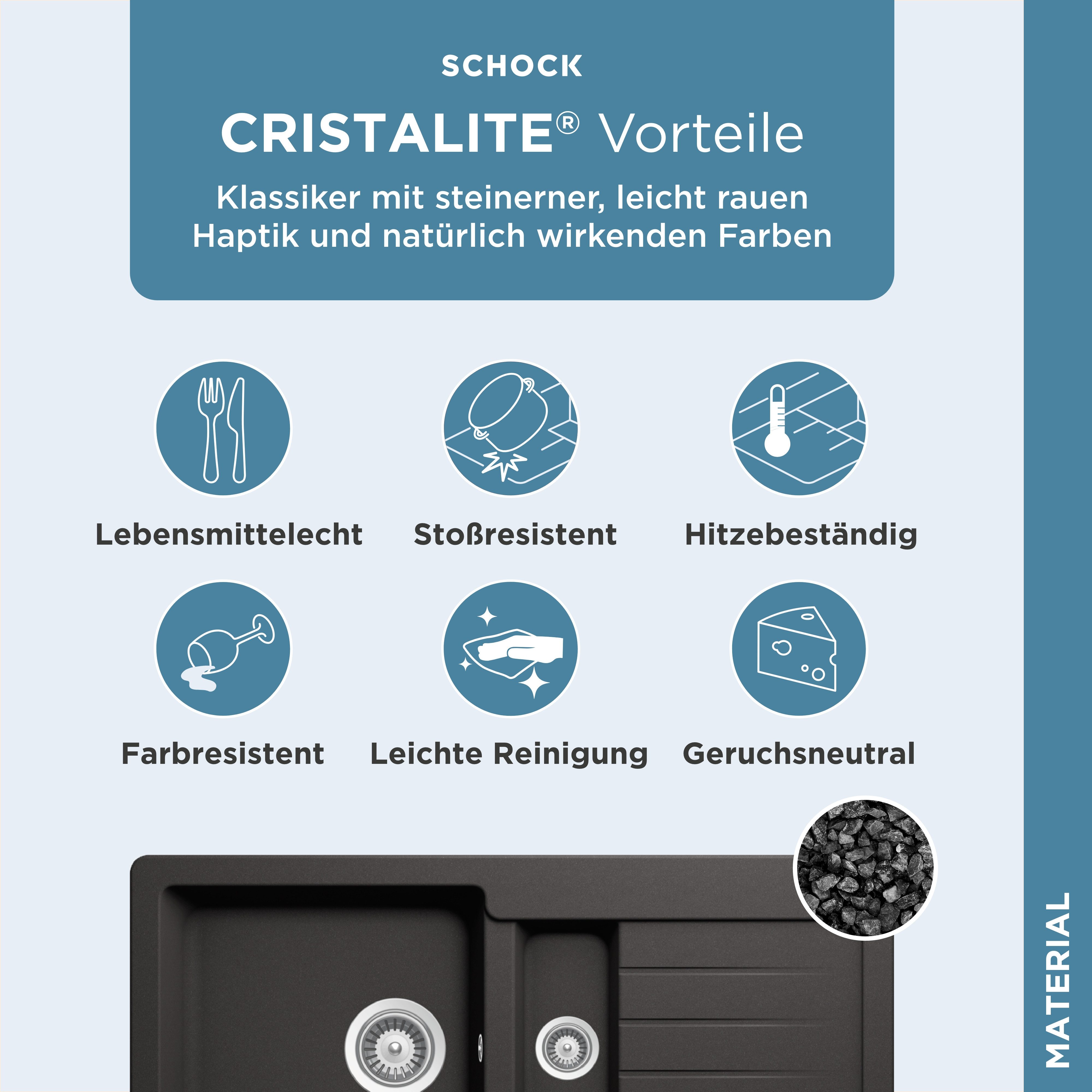 Schock Granieten spoelbak Typos DS met uitlekbak