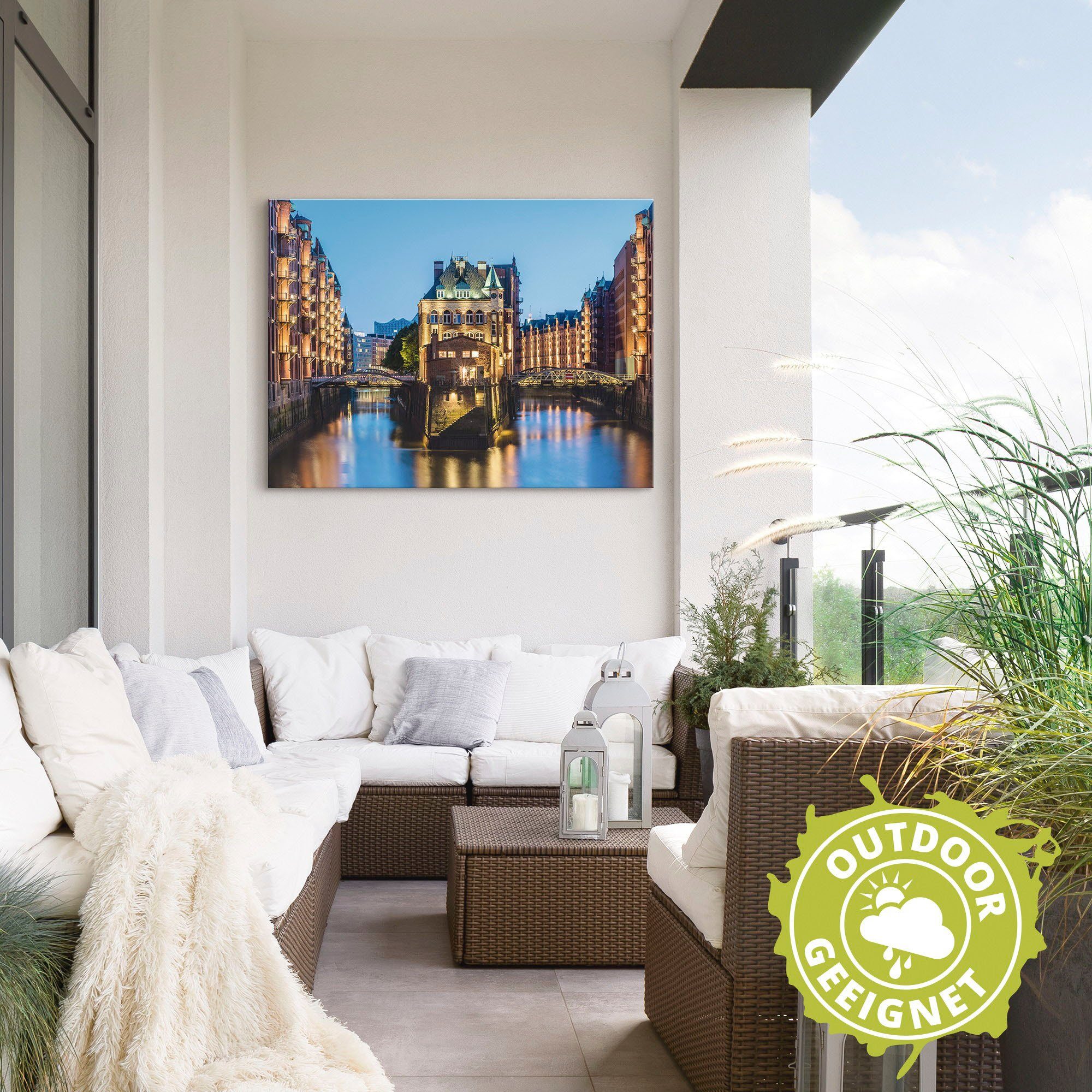 Artland Artprint Hamburg Waterkasteel in Speicherstadt 2 als artprint van aluminium, artprint voor buiten, poster in diverse formaten