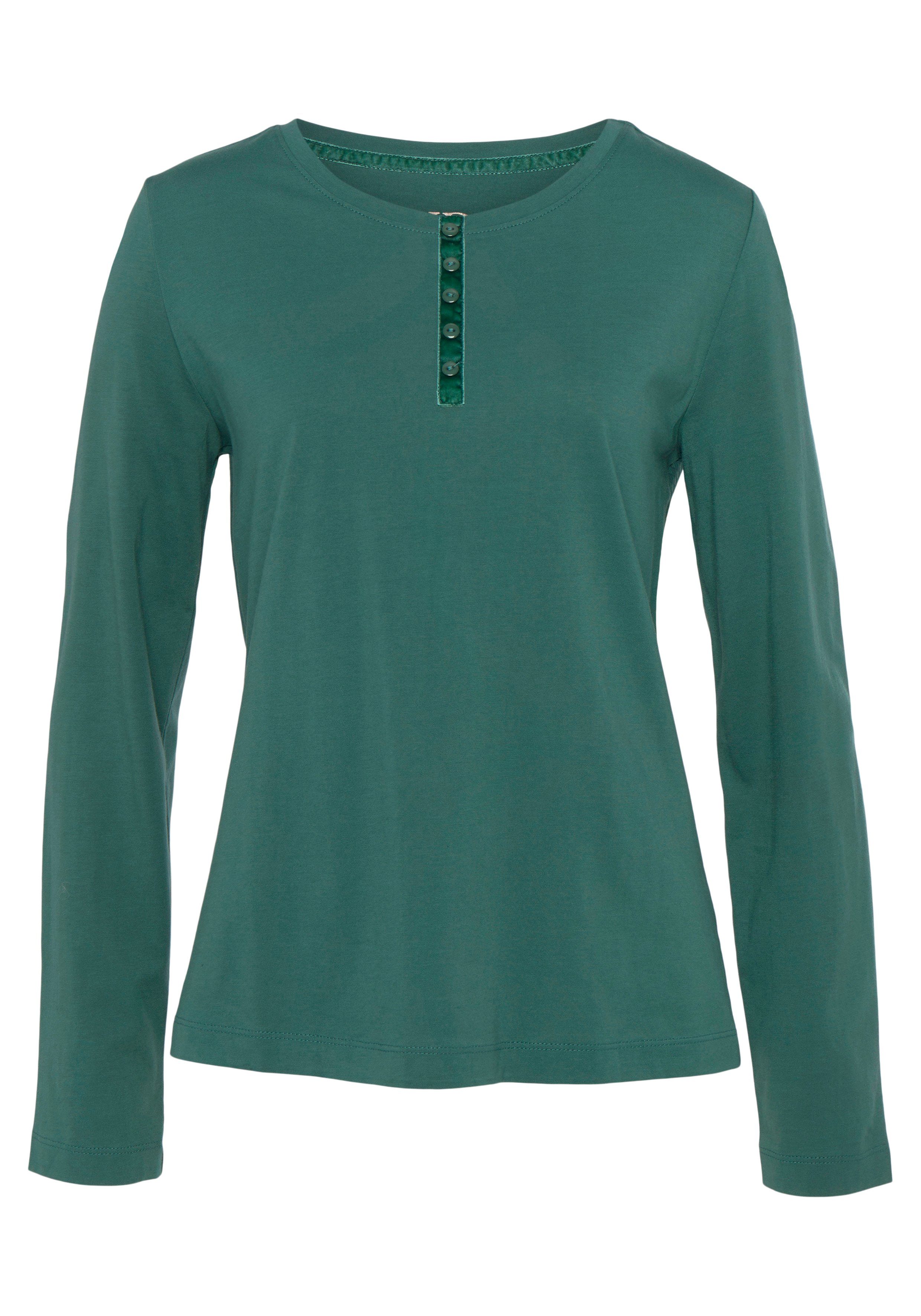 Vivance Dreams Pyjama top met fluwelen knoopsluiting