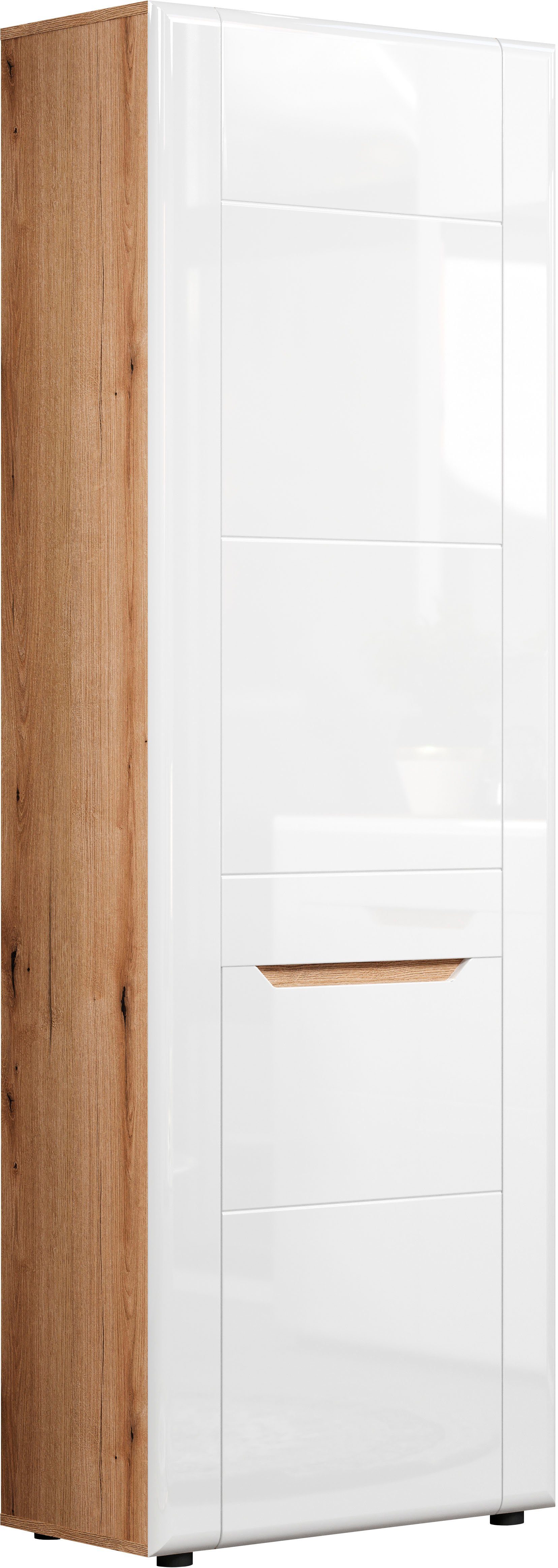 INOSIGN Vitrinekast Graz Hoge kast met glazen deuren Grifflos, breedte 96 cm, hoogte 132 cm (1 stuk)