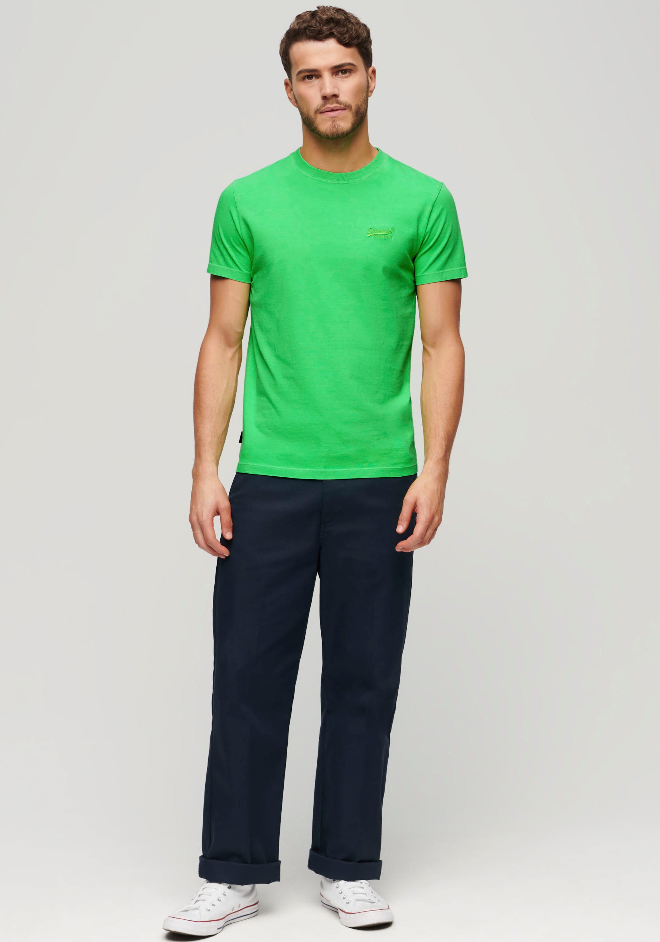 Superdry Shirt met ronde hals ESSENTIAL LOGO EMB NEON TEE