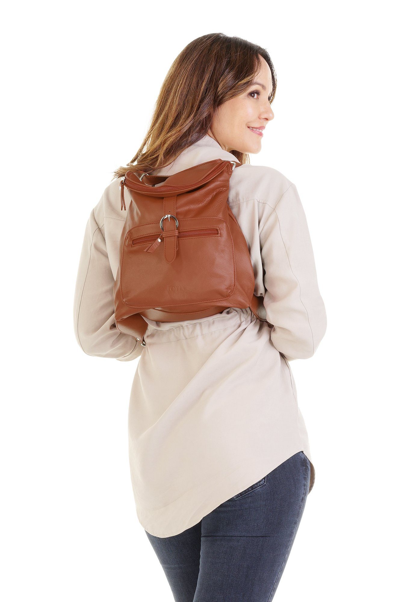 Forty Degrees Rugzak echt leer, made in italy