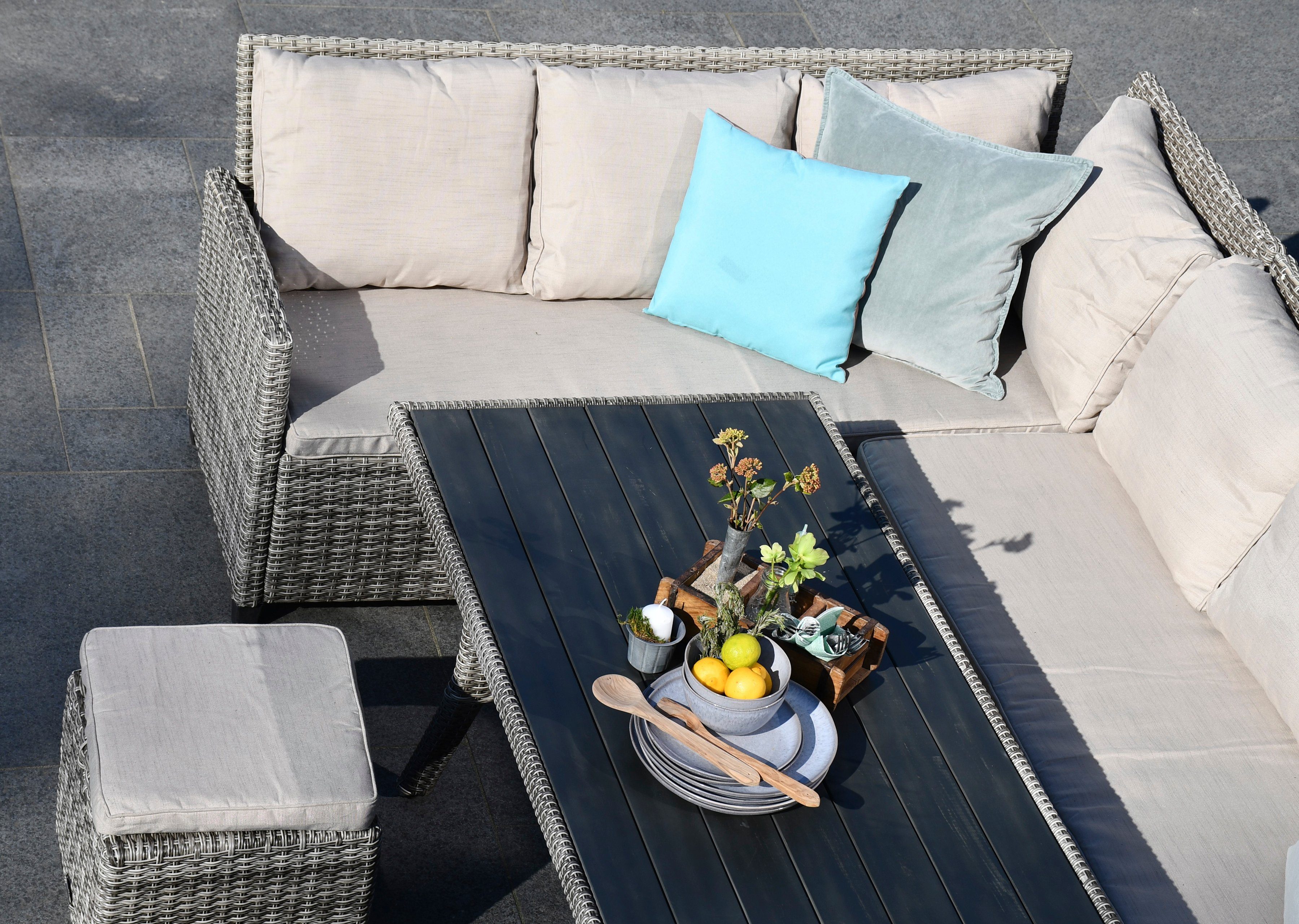 my Flair Tuinset 1 bank, 1 fauteuil, 2 poefs, 1 tafel (5-delig)