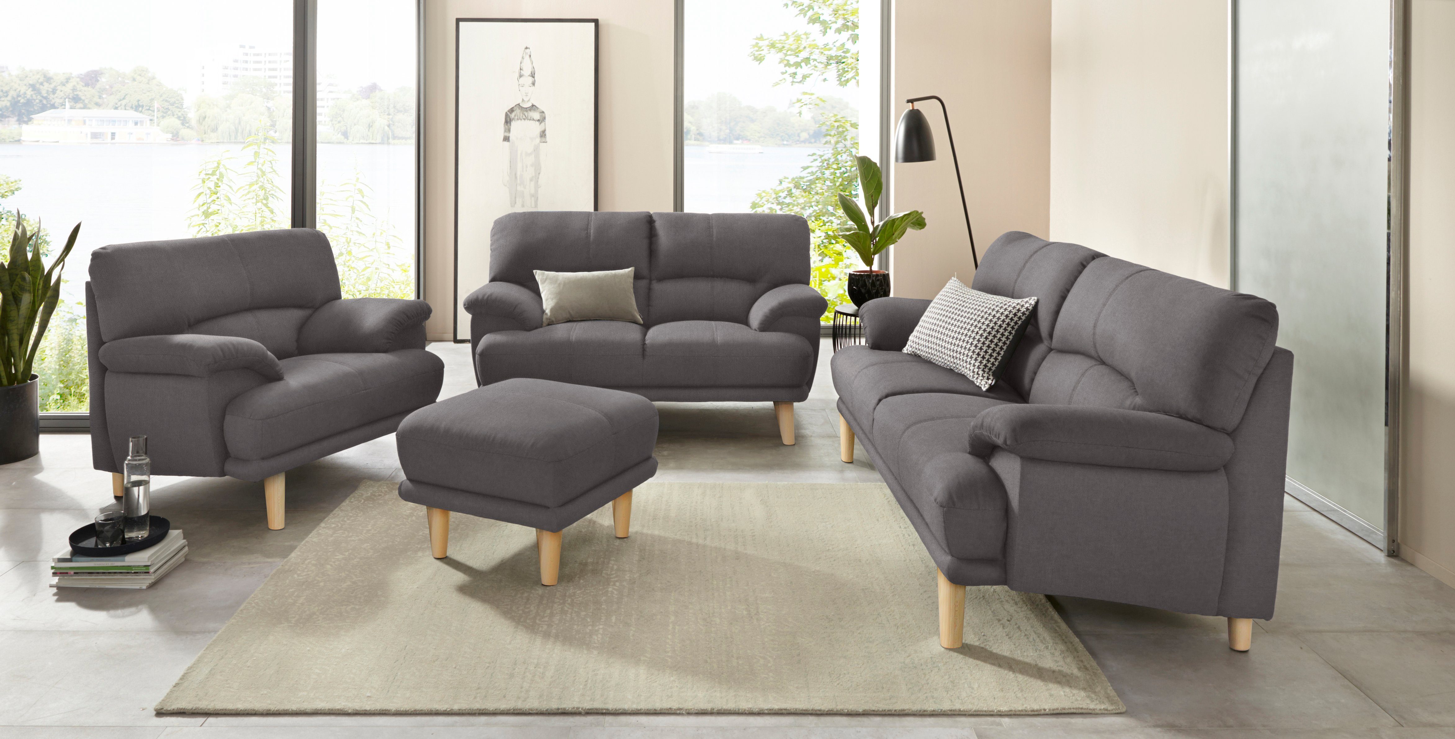 TRENDMANUFAKTUR 3-zitsbank Cecilia, sofa in Italiaans design met geweldig zitcomfort, extreem comfortabele armleuningen, houten voeten