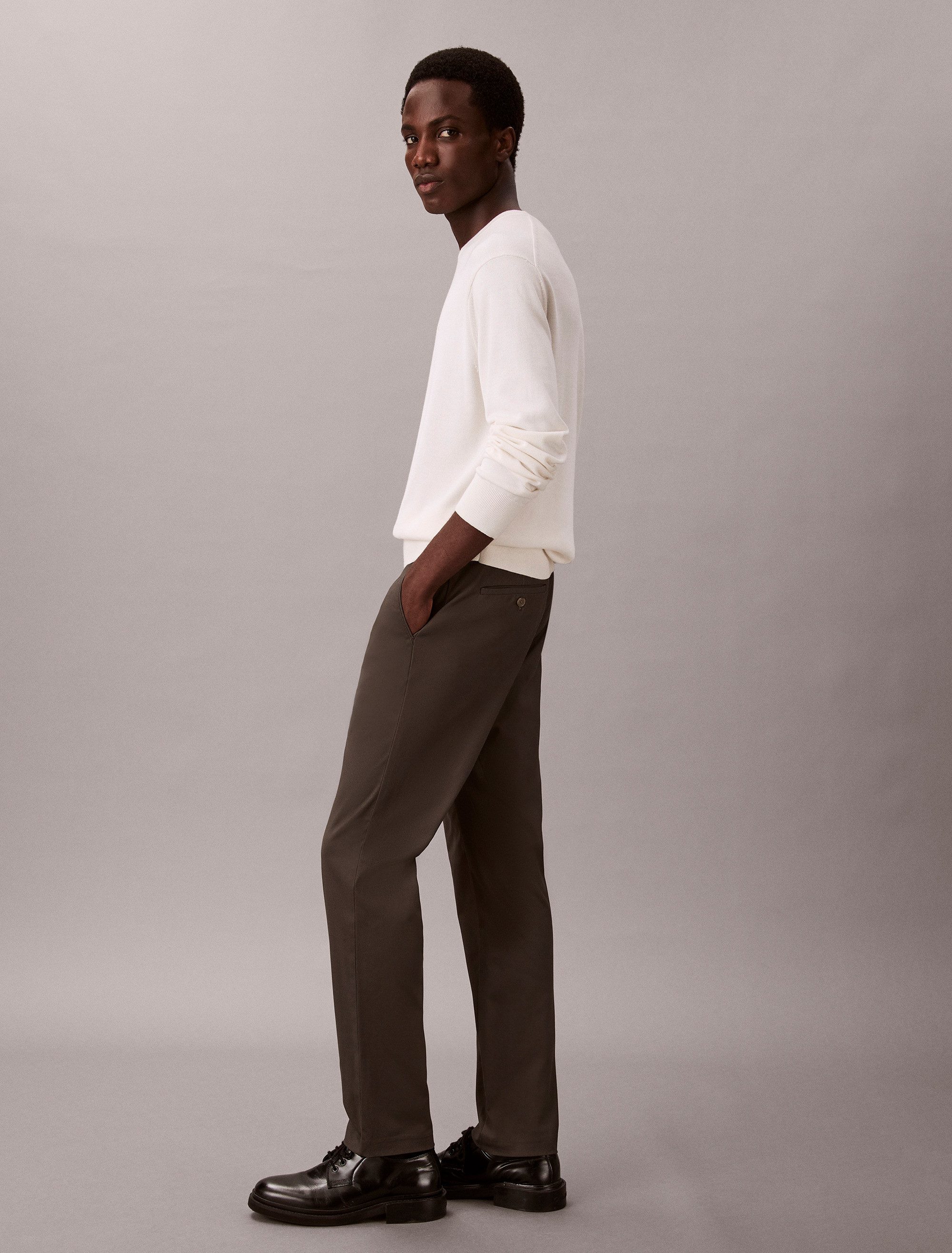 Calvin Klein Stoffen broek SLIM TAPERED SATEEN CHINO TROUSE