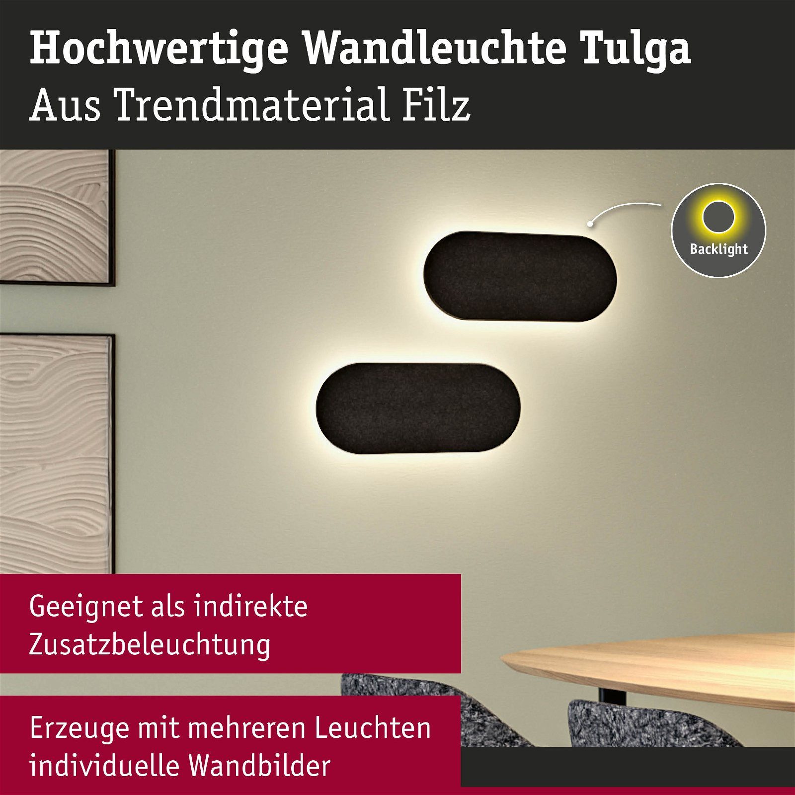 Paulmann Led-wandlamp Tulga 2700K 900lm 230V 17W Antraciet (1 stuk)