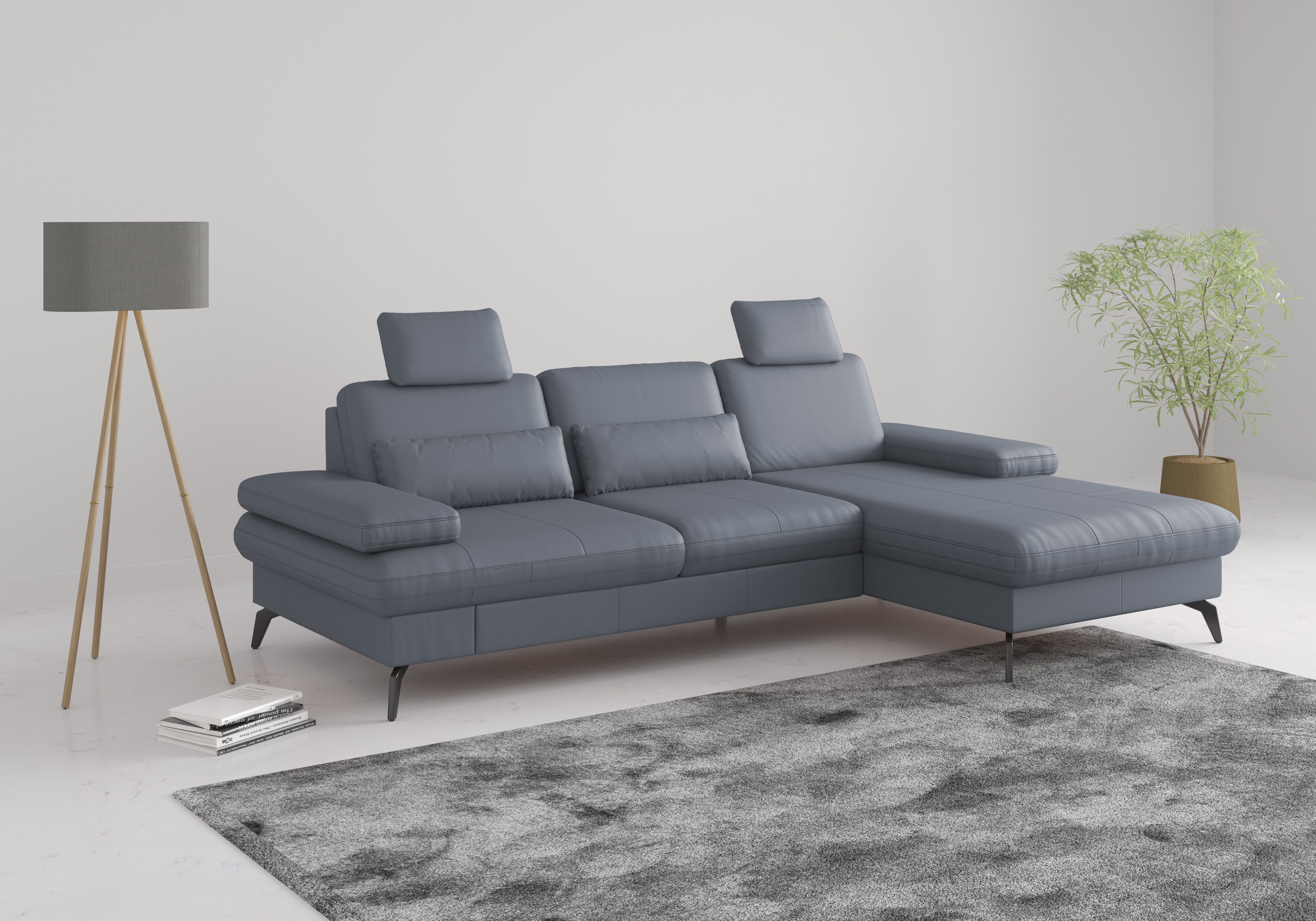 sit&more Hoekbank Morris L-vorm, incl. zitdiepteverstelling keuze uit armleuningverstelling, bedfunctie & bedlade blauw, hoekbanken, 275 cm