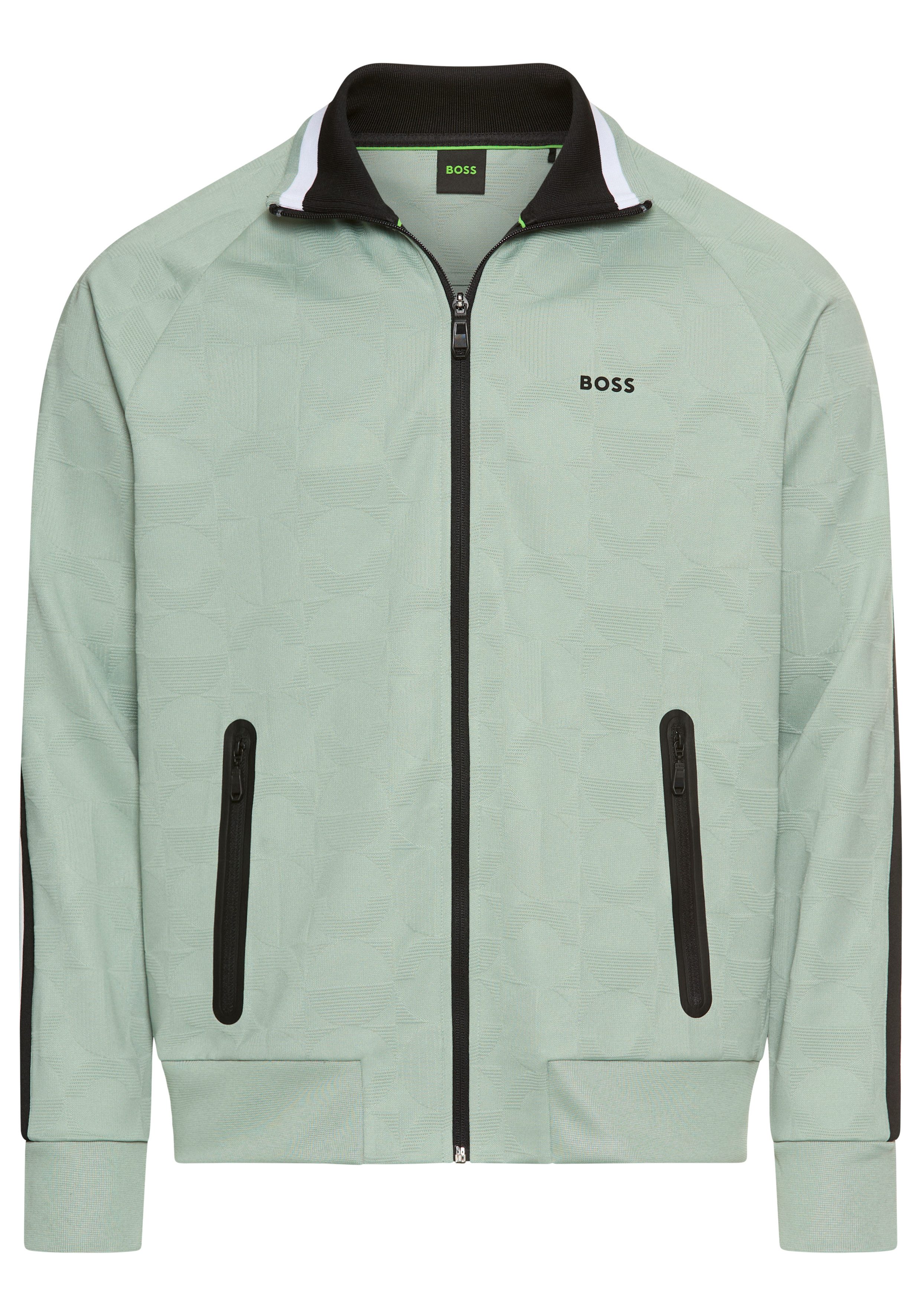 BOSS GREEN Sweatvest Skarley Strip met een subtiel patroon