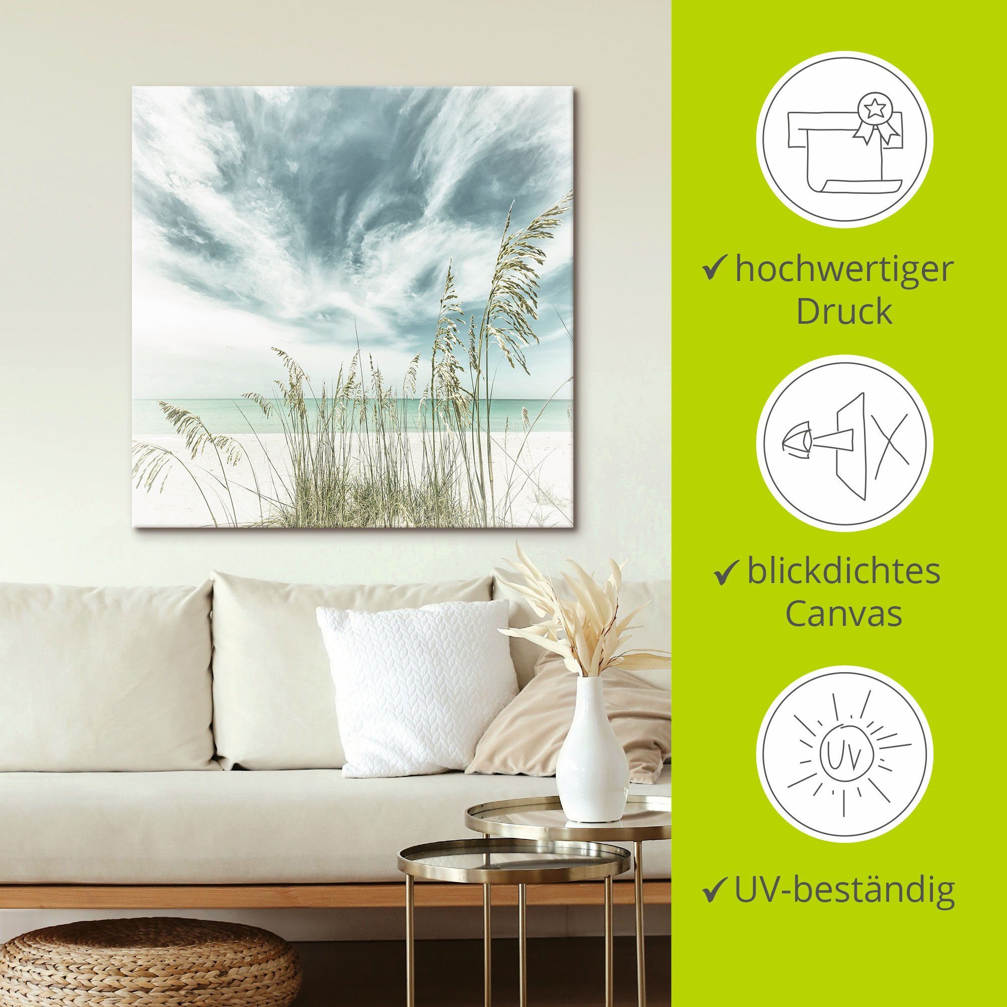 Artland Artprint Alleen aan het strand als artprint op linnen, poster in verschillende formaten maten