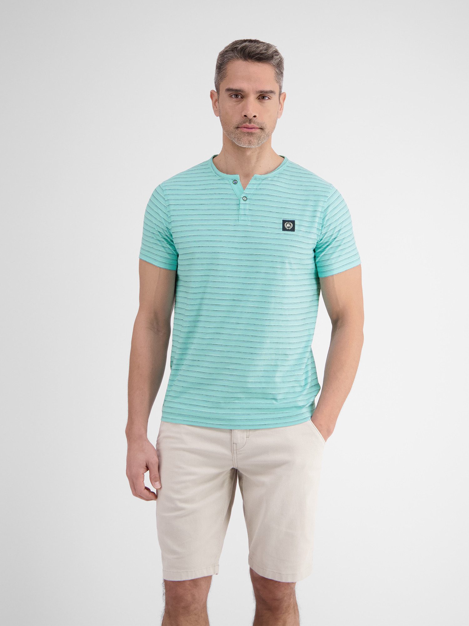 Lerros Henleyshirt LERROS heren serafino-shirt, gestreept