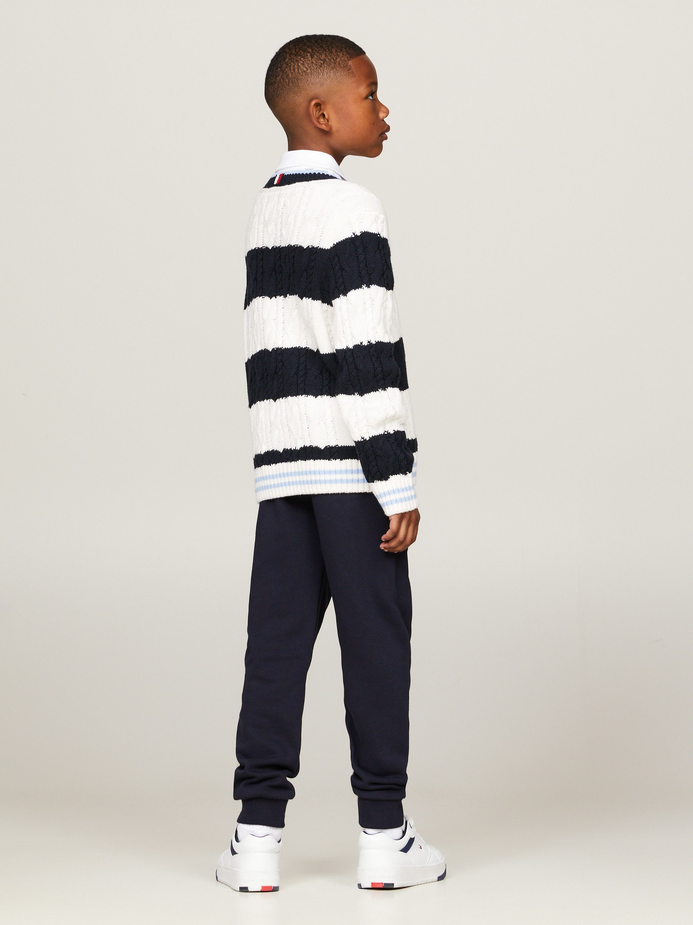 Tommy Hilfiger Gebreide trui COLORBLOCK CABLE REGULAR SWEATER Kinderen tot 16 jaar met logostiksel