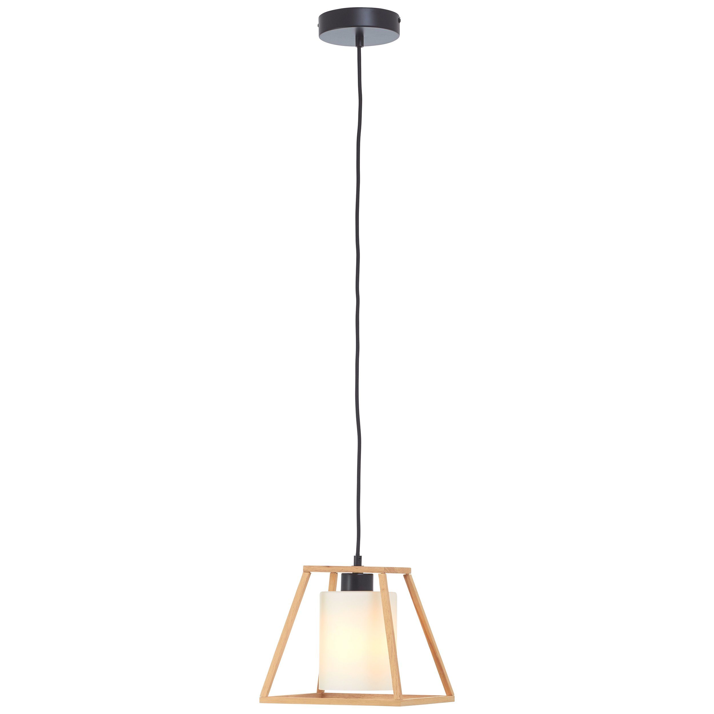 Brilliant Leuchten Hanglamp Giseh 23 x 23 x 120 cm, e27, inkortbaar, hout/glas, natuurlijk/wit