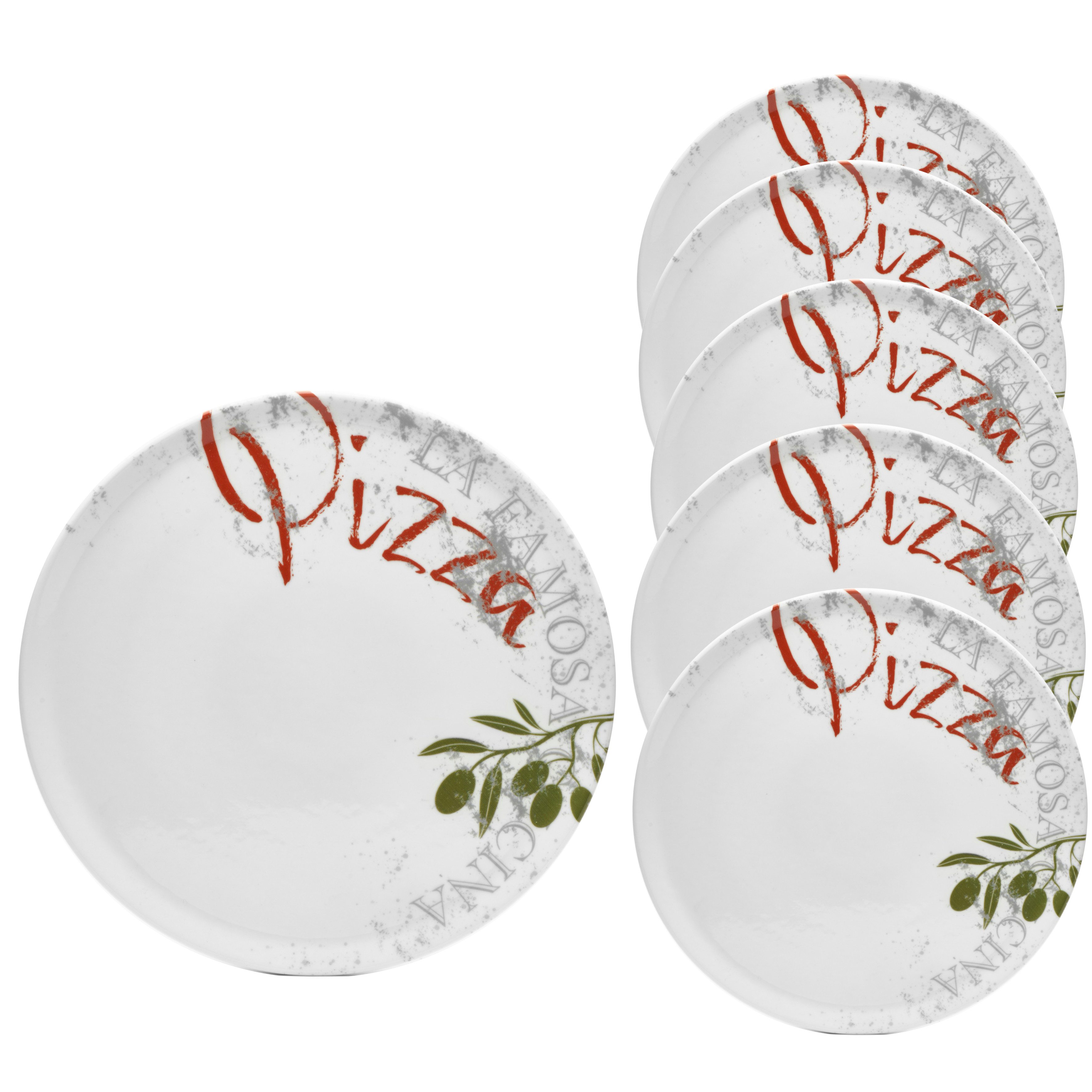 van Well Pizzabord Bord-set Famosa, met PIZZA opschrift, 6-pack, Ø 33 cm (set, 6-delig)