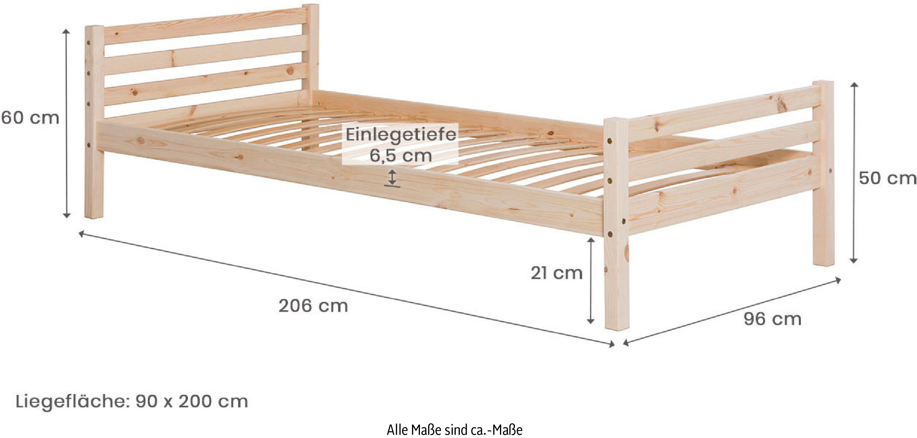 Ticaa Kinderbed Nadine Futonbed in diverse breedten, grenen, met rolbodem