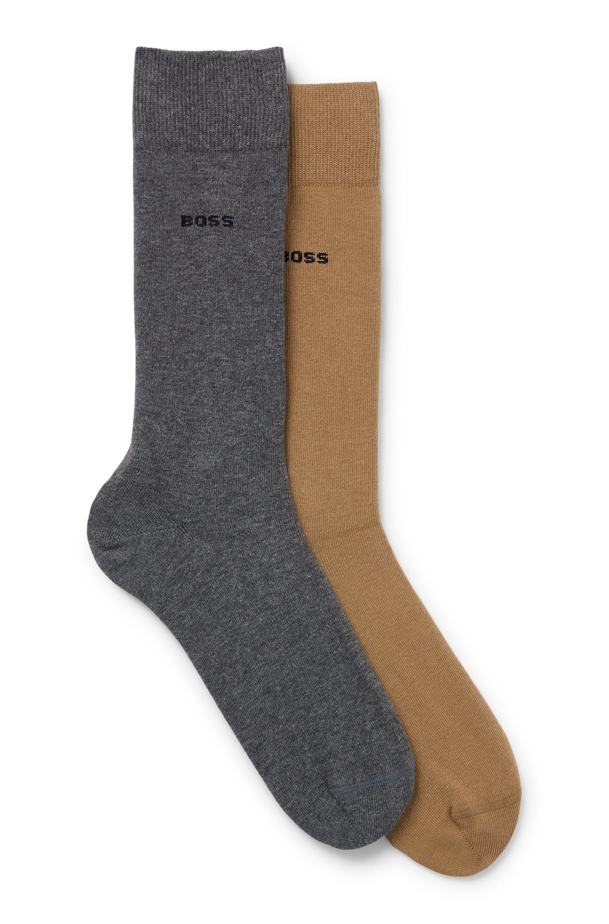 BOSS Business-sokken 2P RS Uni met gebreid boss logo-tekst (2 paar, Set van 2)
