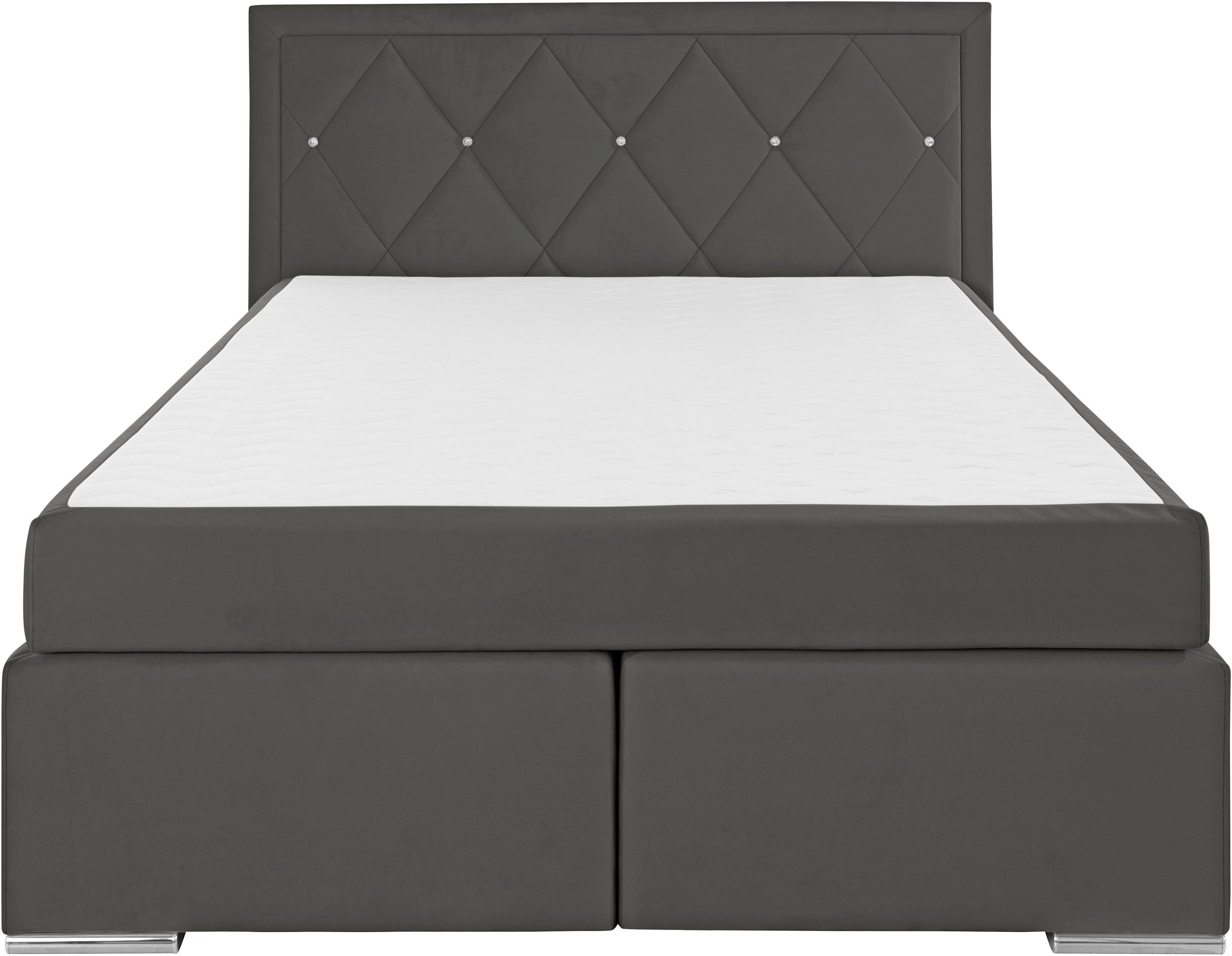Leonique Boxspring Alfie, bestseller, optioneel met bedlade met strassteentjes in het hoofdbord, h2, h3 en h4 ter keuze