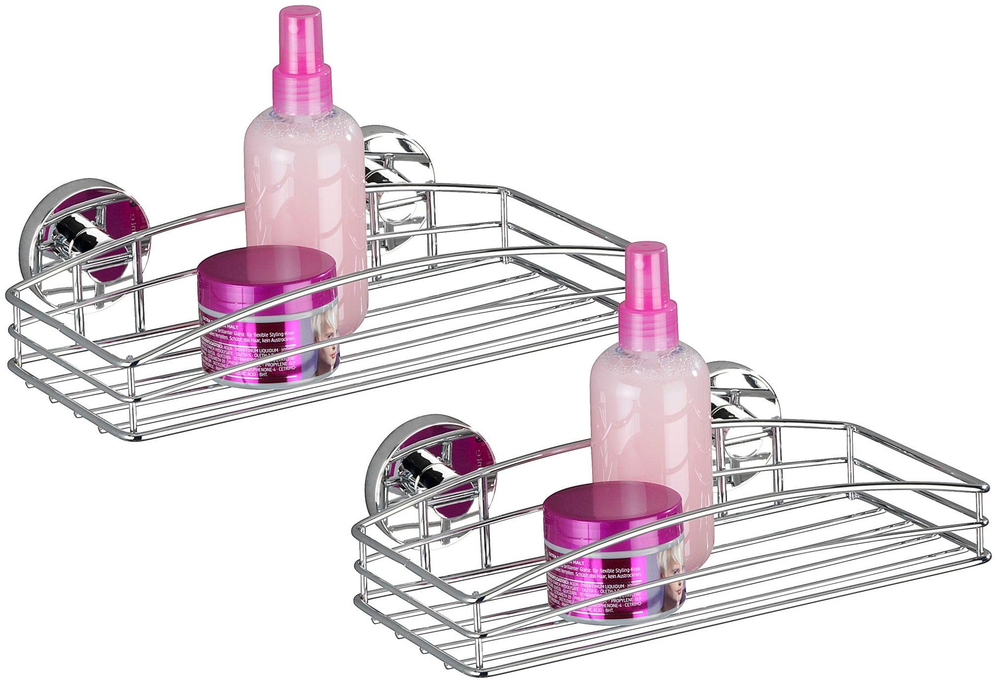 WENKO Doucherekje Vacuüm-Loc® 1 mand, 2 legplanken, 2 haakjes (2 stuks)