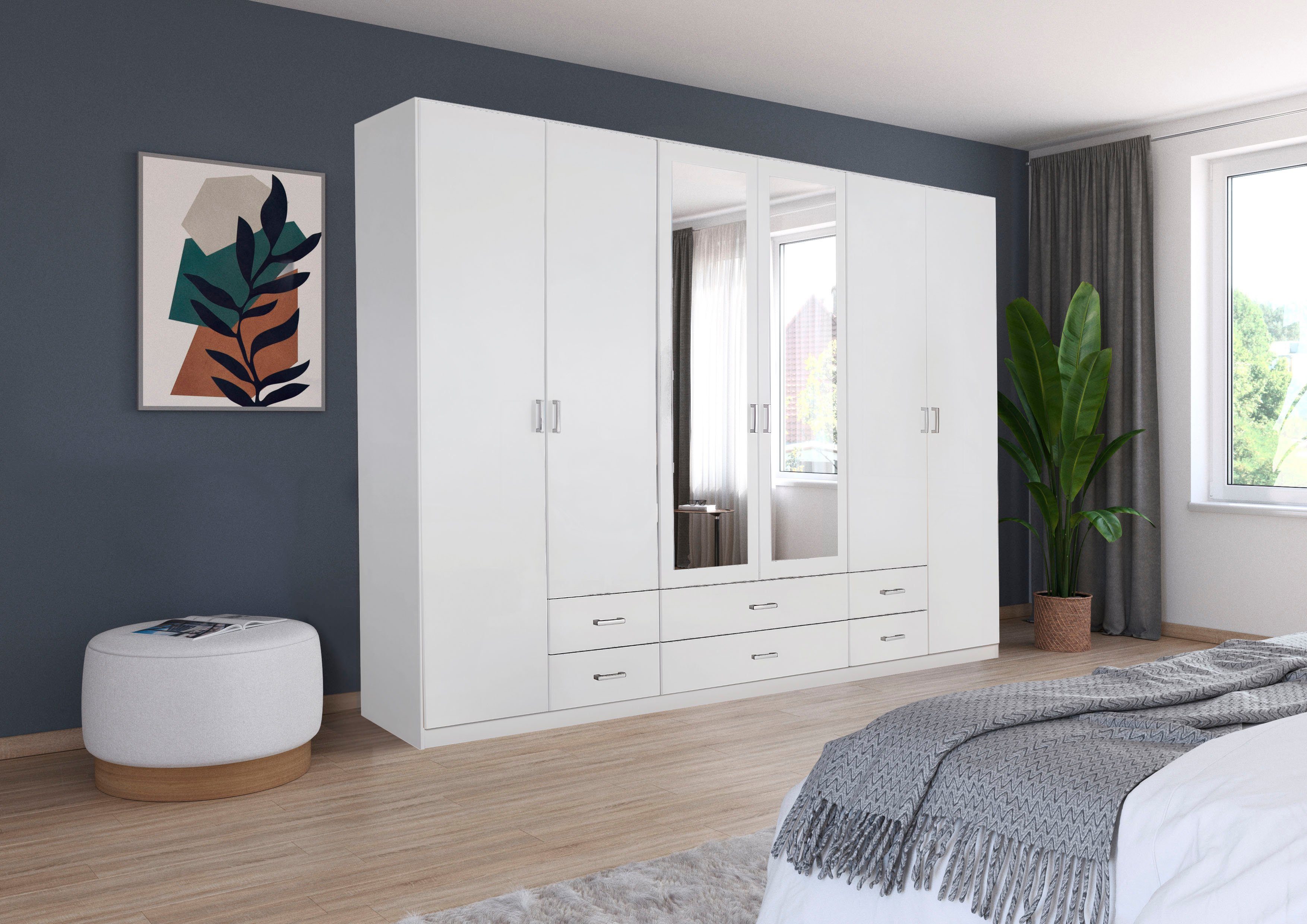 rauch Kledingkast Kast Garderobe Wasmand GAMMA in 3 Breedtes veel opbergruimte met 6 lades, met spiegel topseller made in germany