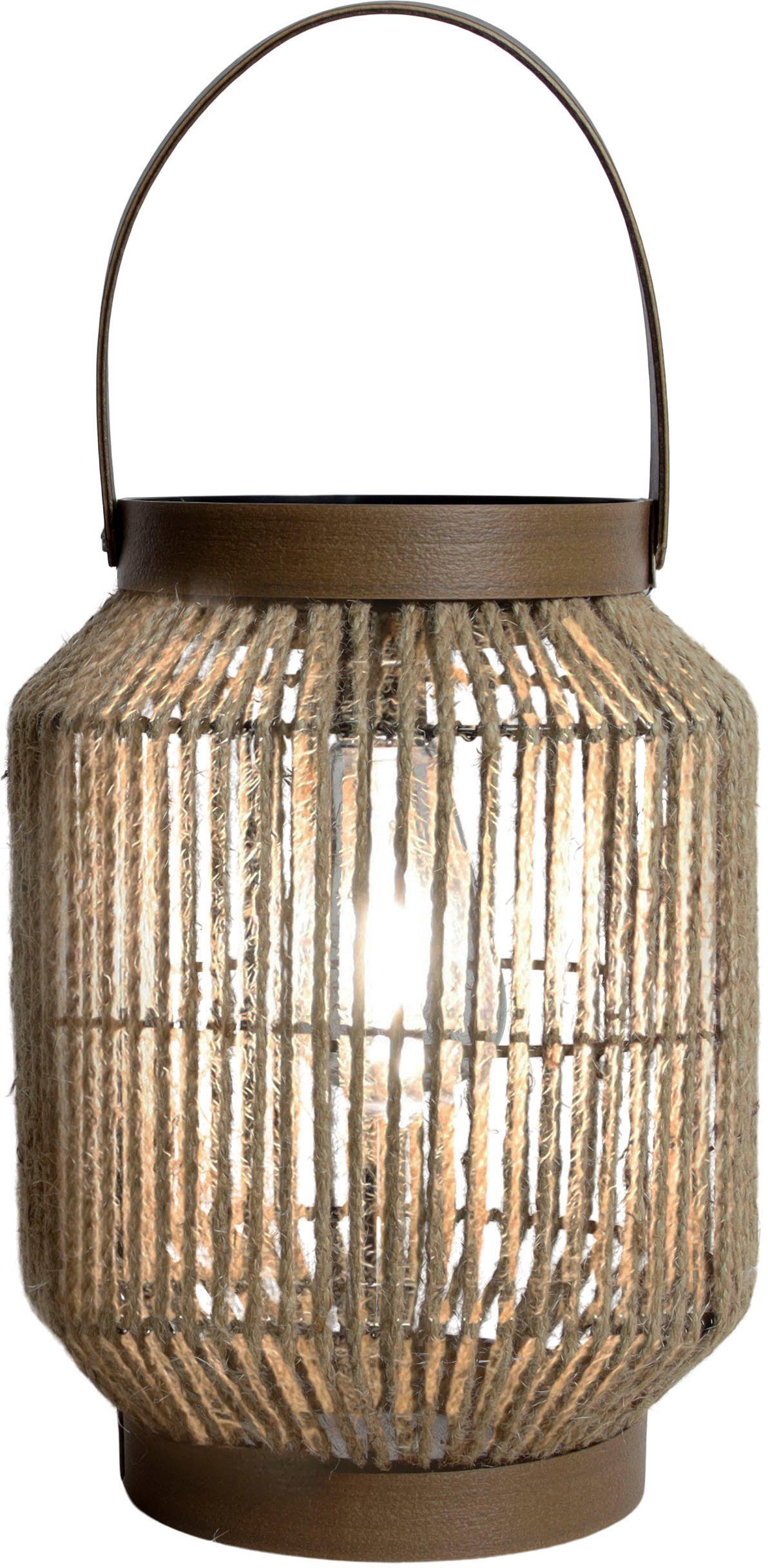 näve Ledsolarlamp Korbinian Snoerbekleding, inclusief gloeilamp met led, warmwit licht, h: 30 cm (1 stuk)