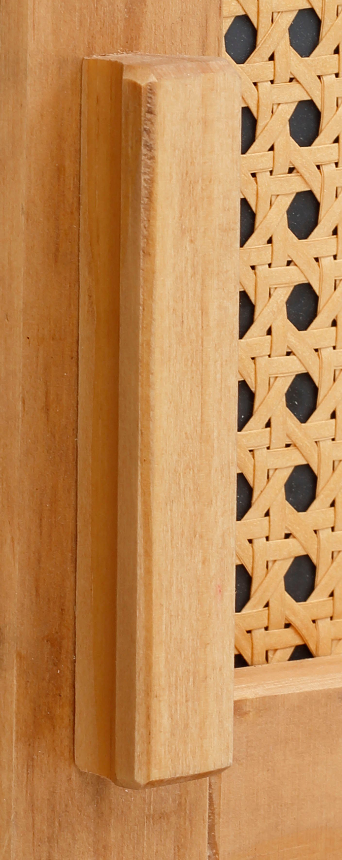 Home affaire Highboard Linz Opbergkast met rotan vlechtwerk op de deurfronten, massief hout
