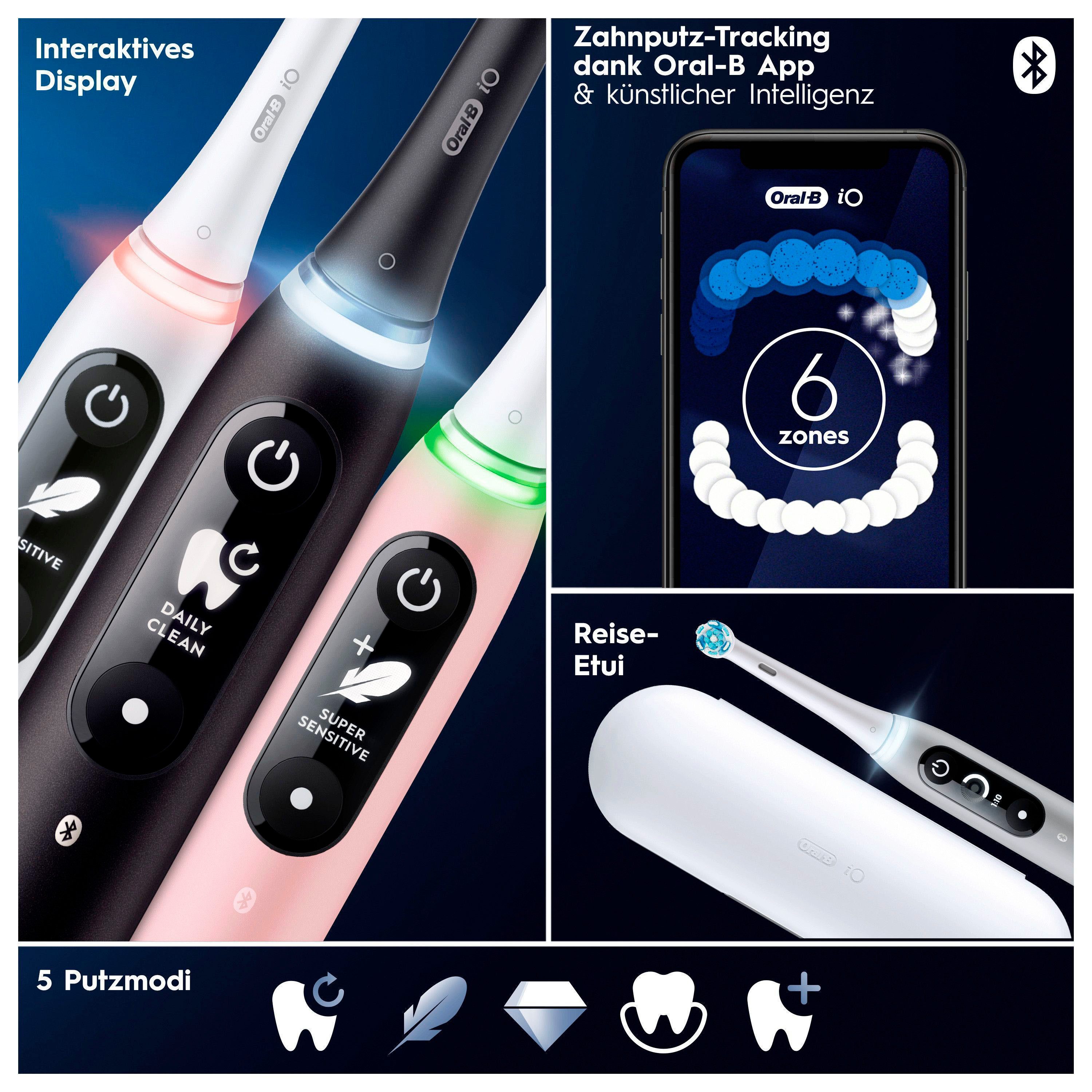 Oral B Elektrische tandenborstel IO 6 met magnet technologie, display, 5 reinigingsstanden, reisetui