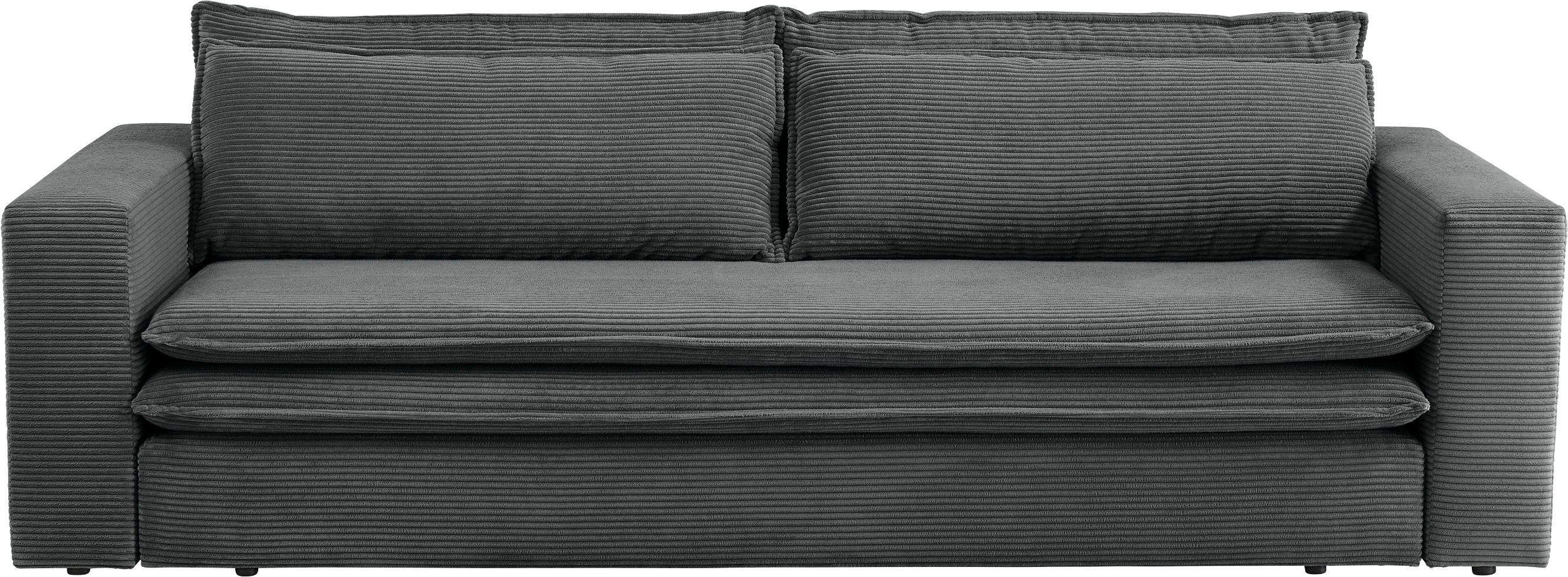 Places of Style 3-zitsbank PIAGGE Cord-bekleding - met slaapfunctie en bedkist, met praktische topmatras