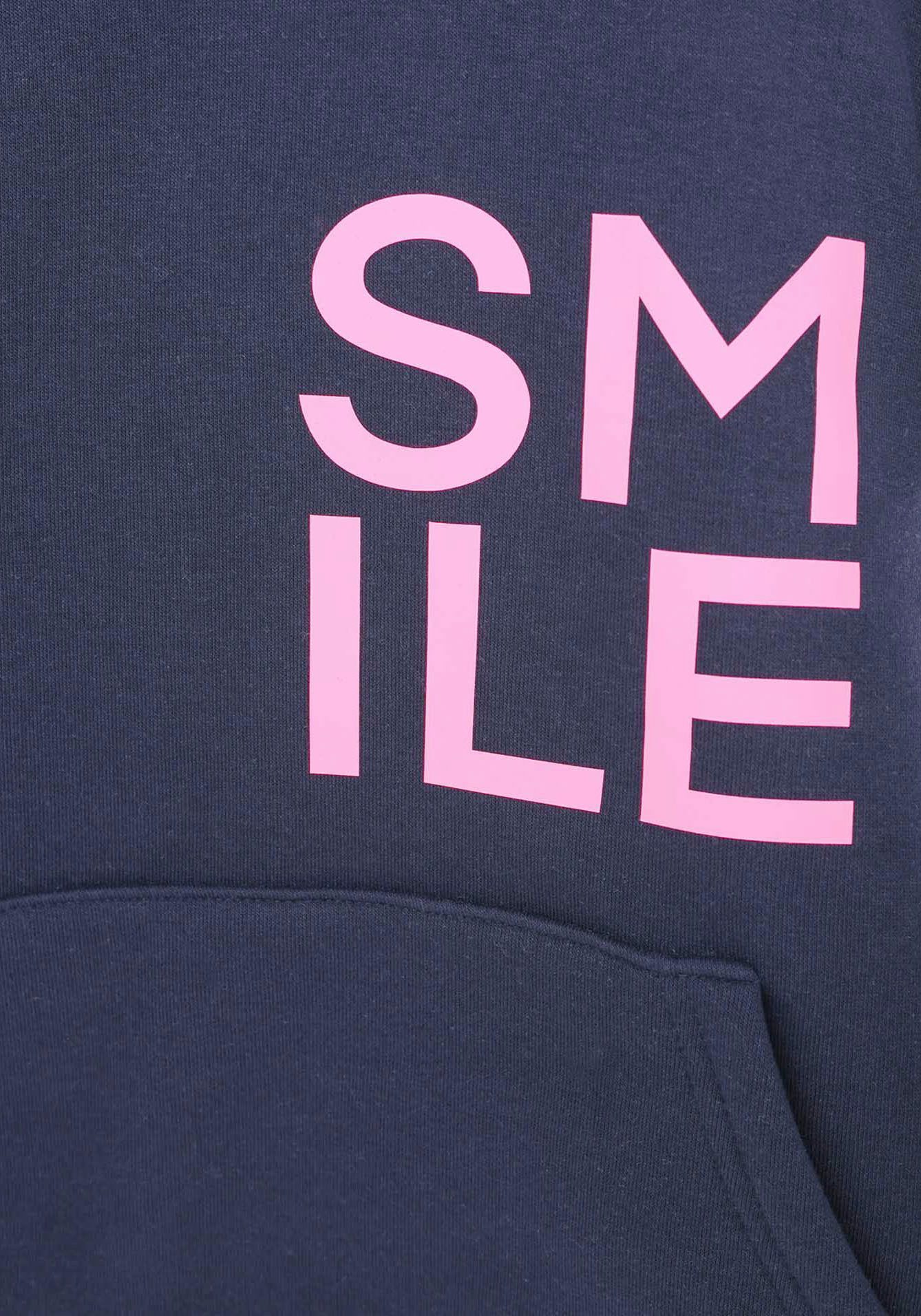 Zwillingsherz Hoodie Alissa-Kids met "smile"-opdruk in neonkleur en geborduurde smiley