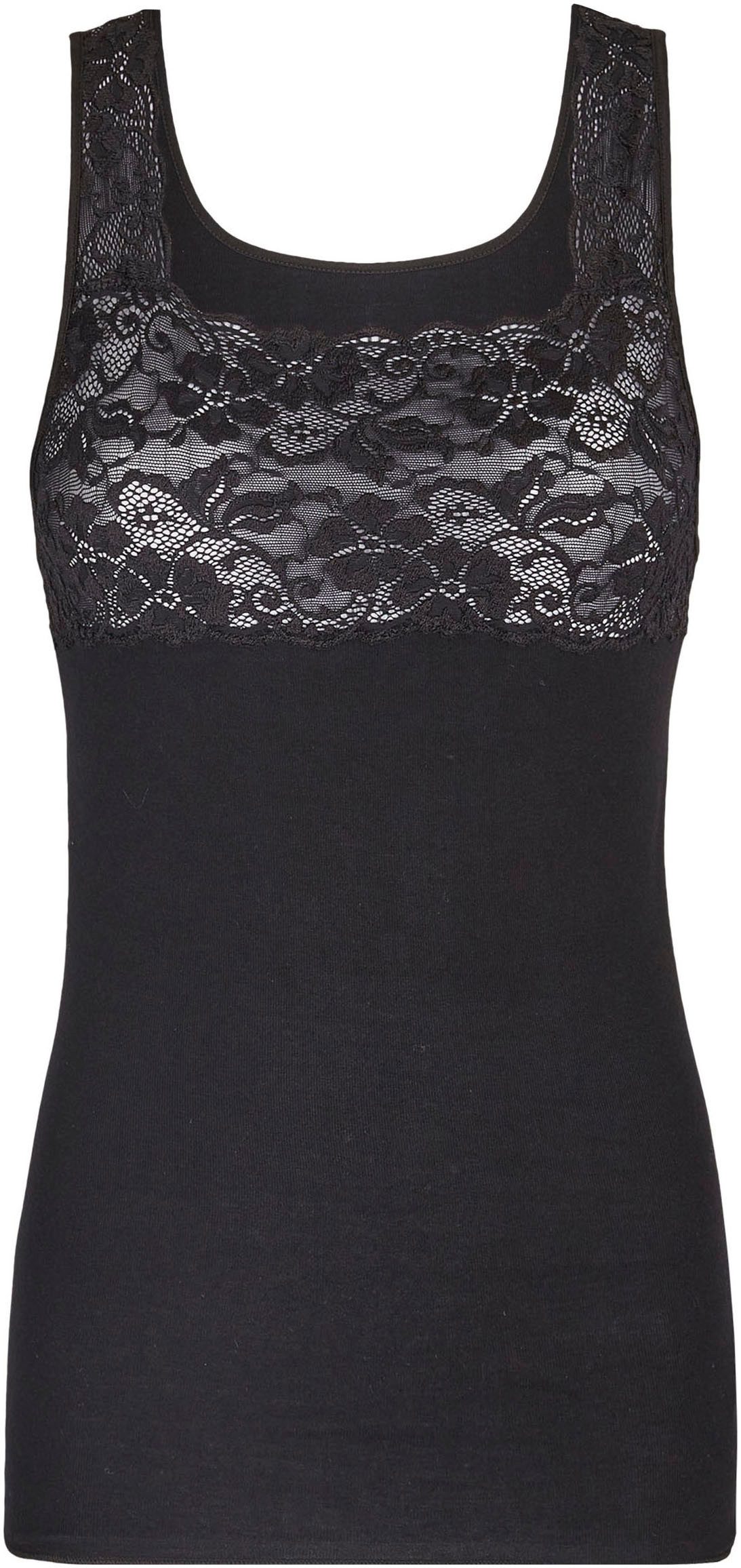 Nina Von C. Hemd Fine Cotton met brede kantband aan de decolleté en bandjes