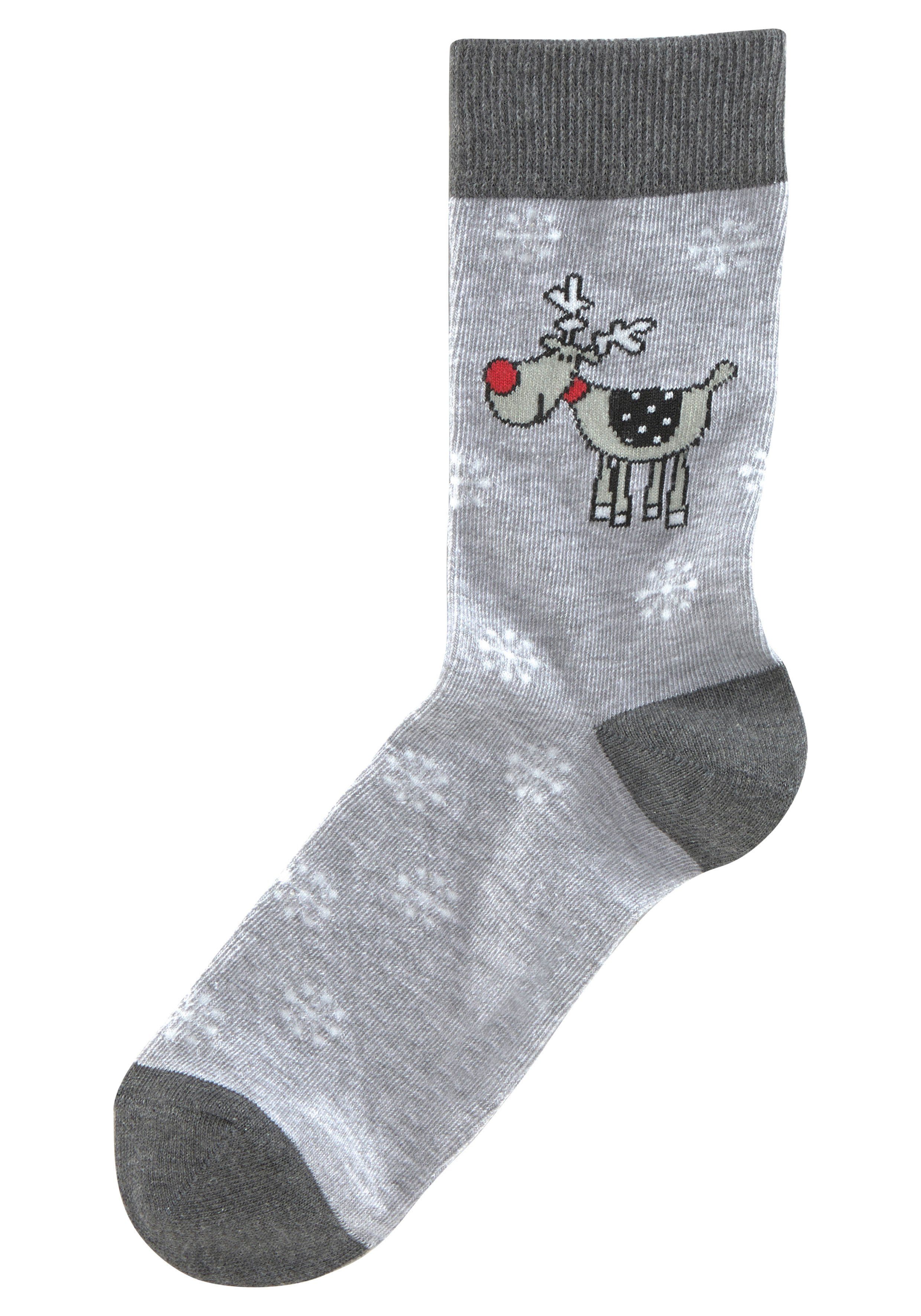 H.I.S Sokken met leuke kerstmotieven (set, 3 paar)