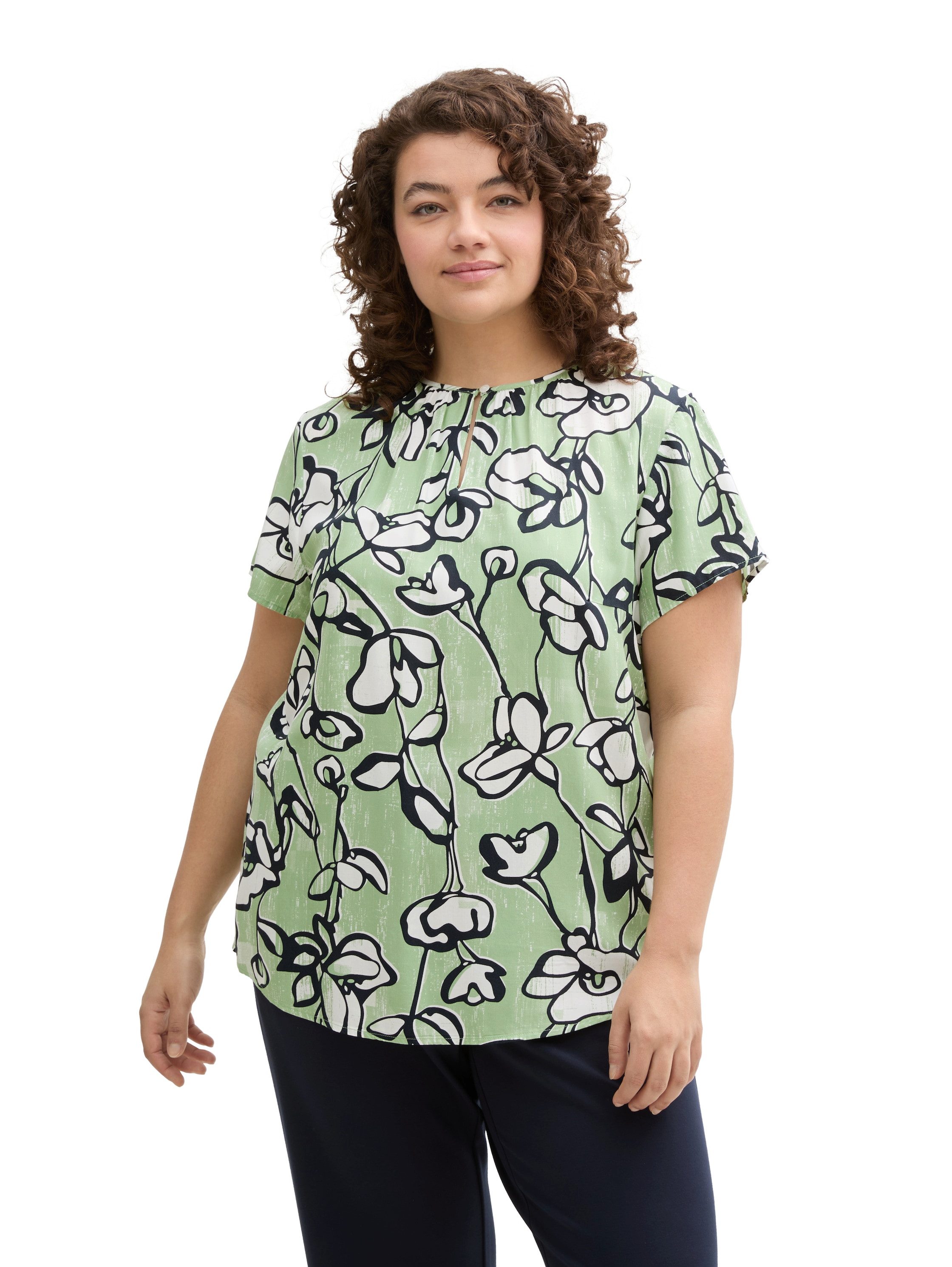 TOM TAILOR MY TRUE ME Blouse met korte mouwen met print all-over dames blouses maat 54 groen