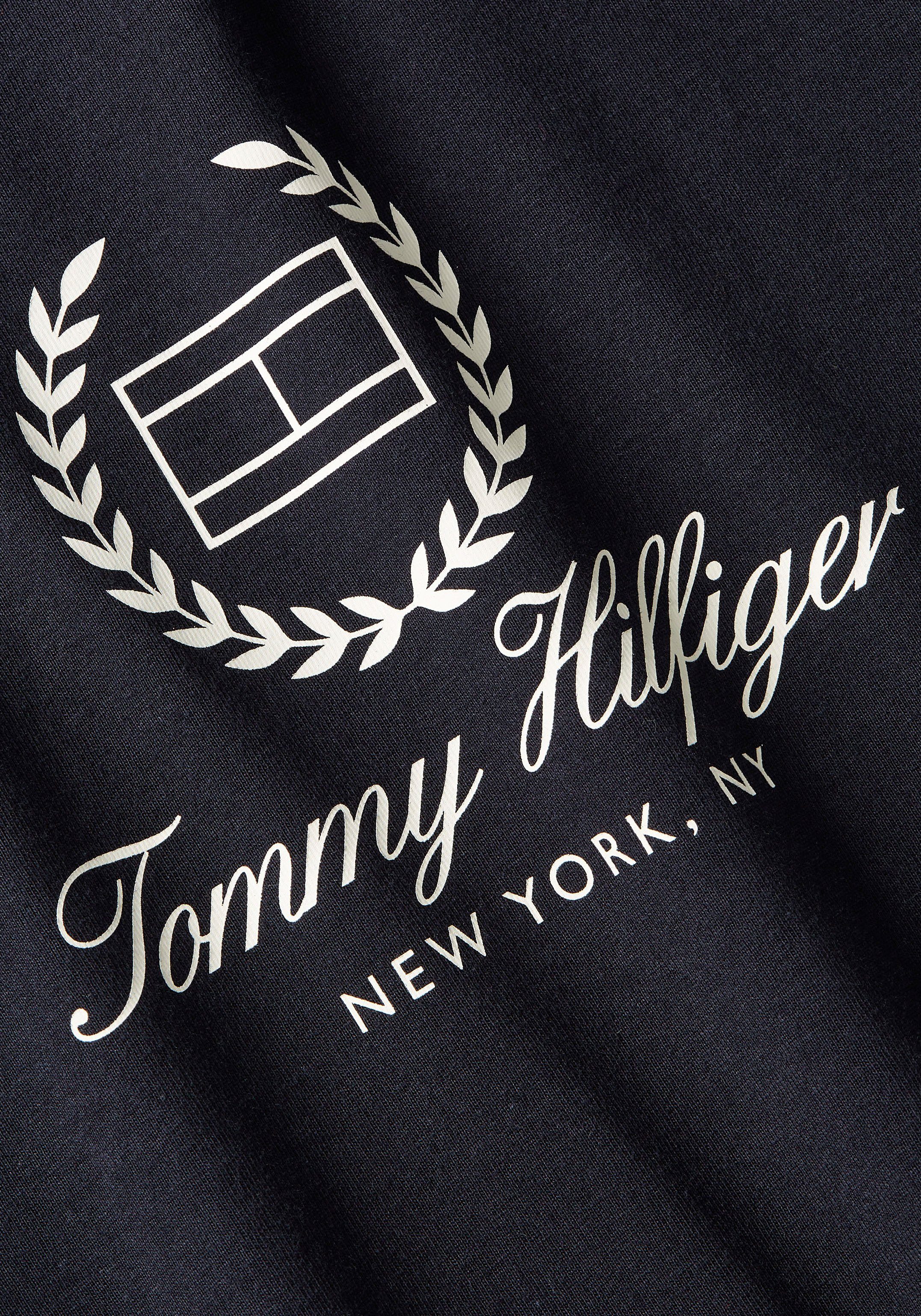 Tommy Hilfiger T-shirt SLIM FLAG SCRIPT TEE SS met logoprint op borsthoogte