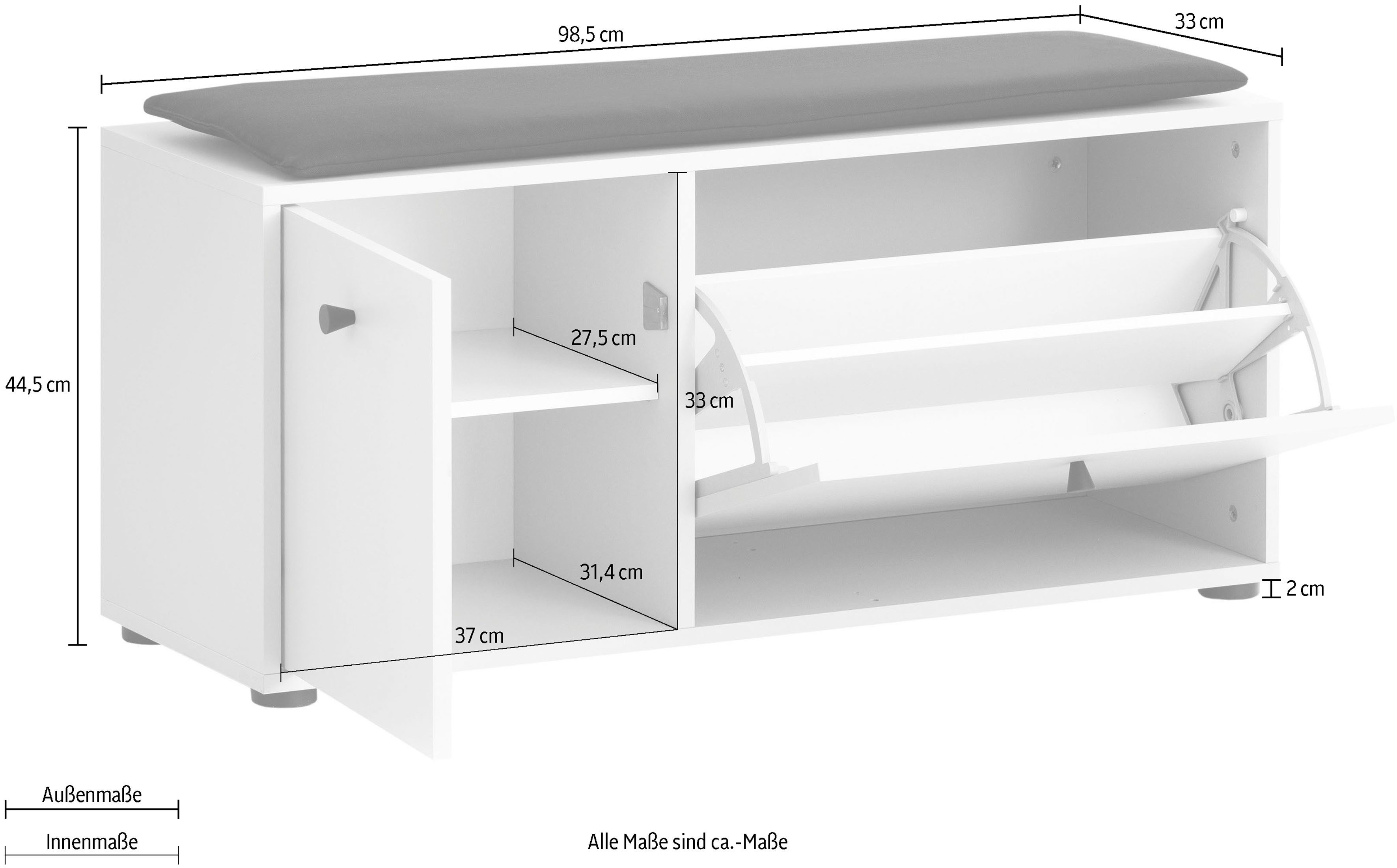 Schildmeyer Schoenenkast Lovund, breedte 98 cm Inclusief decoratieve kussens