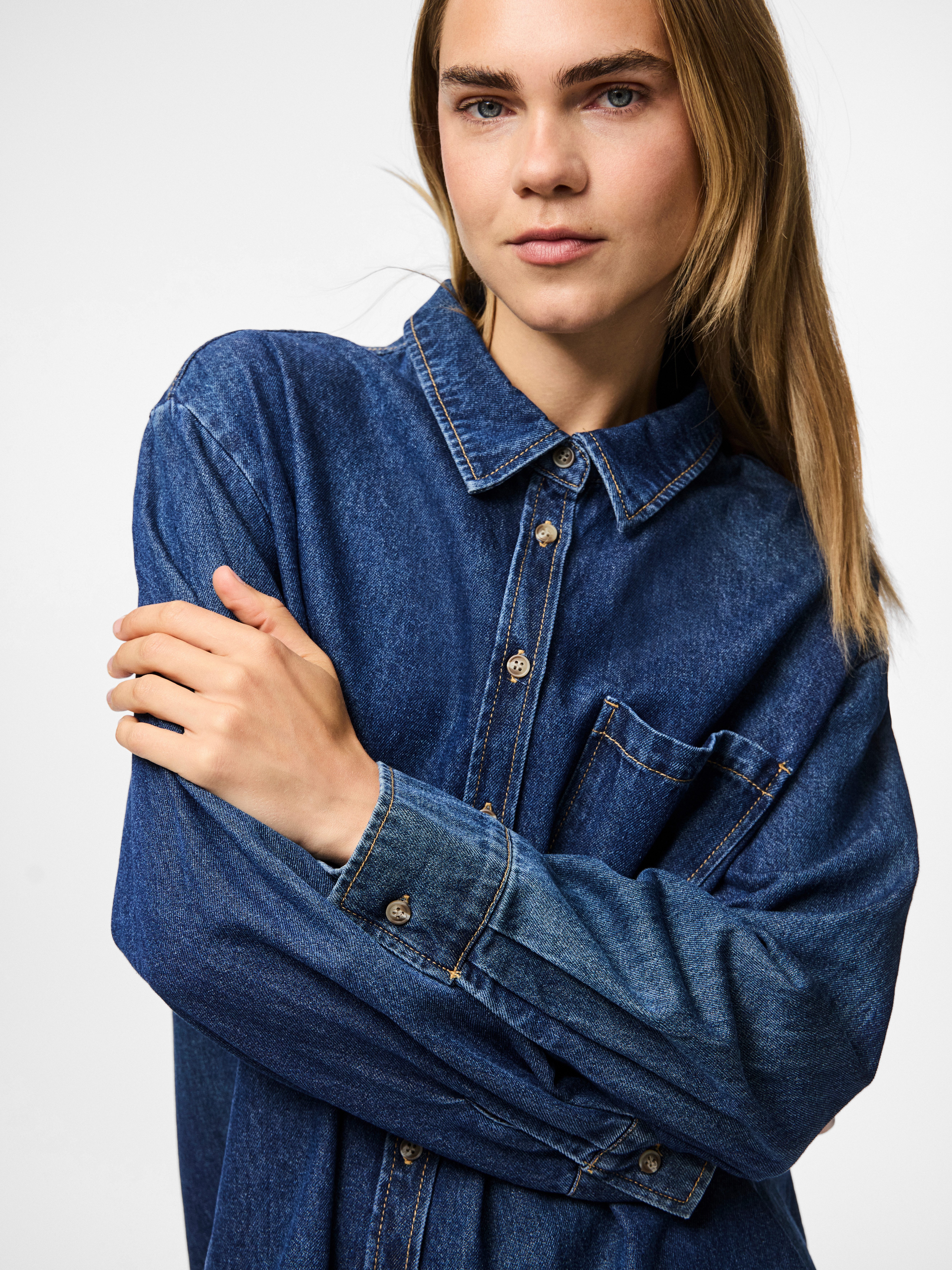 pieces Jeans blouse PCMAISIE LS DENIM SHIRT NOOS BC