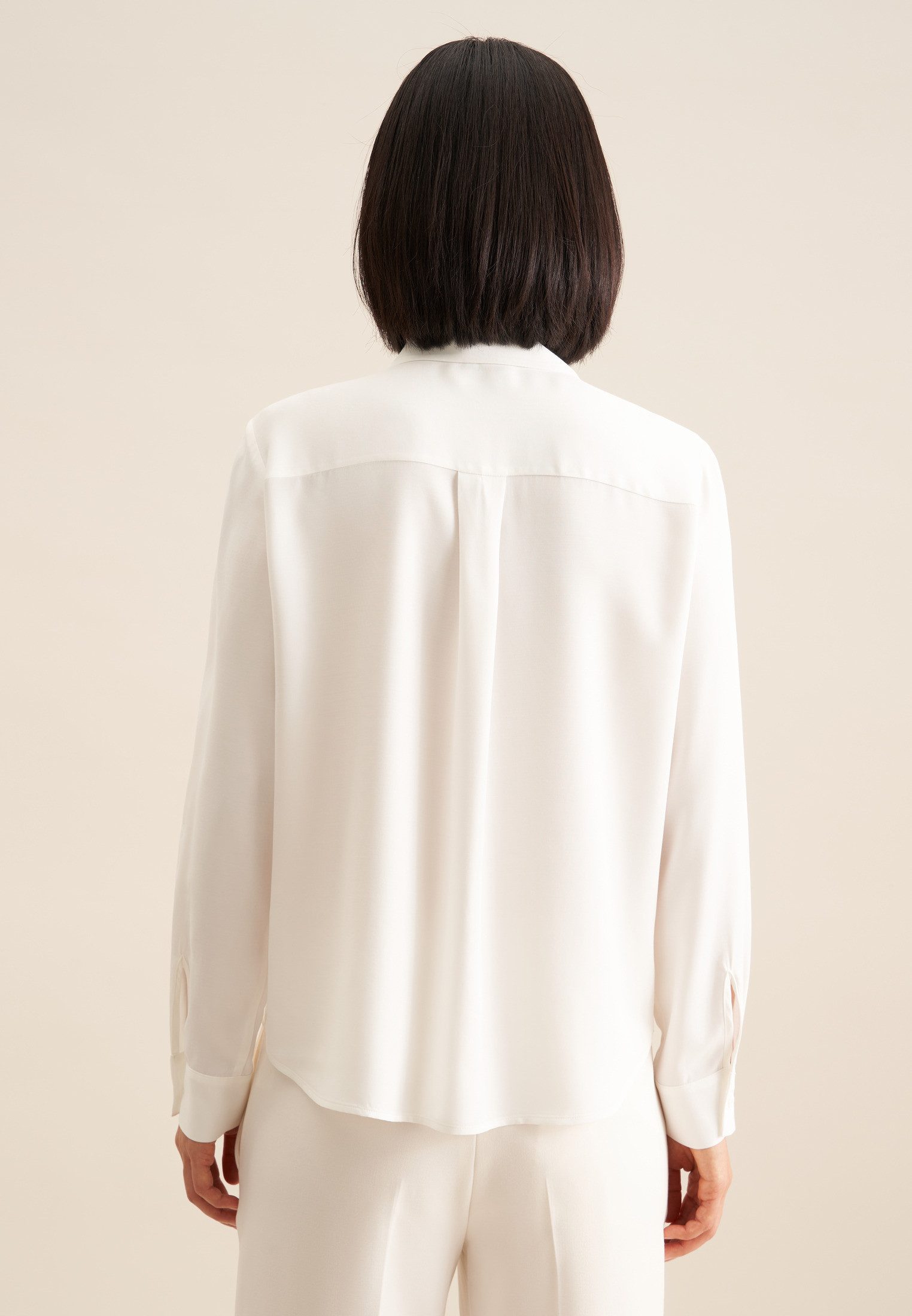 seidensticker Overhemdblouse Zwarte roos Lange mouwen kraag uni