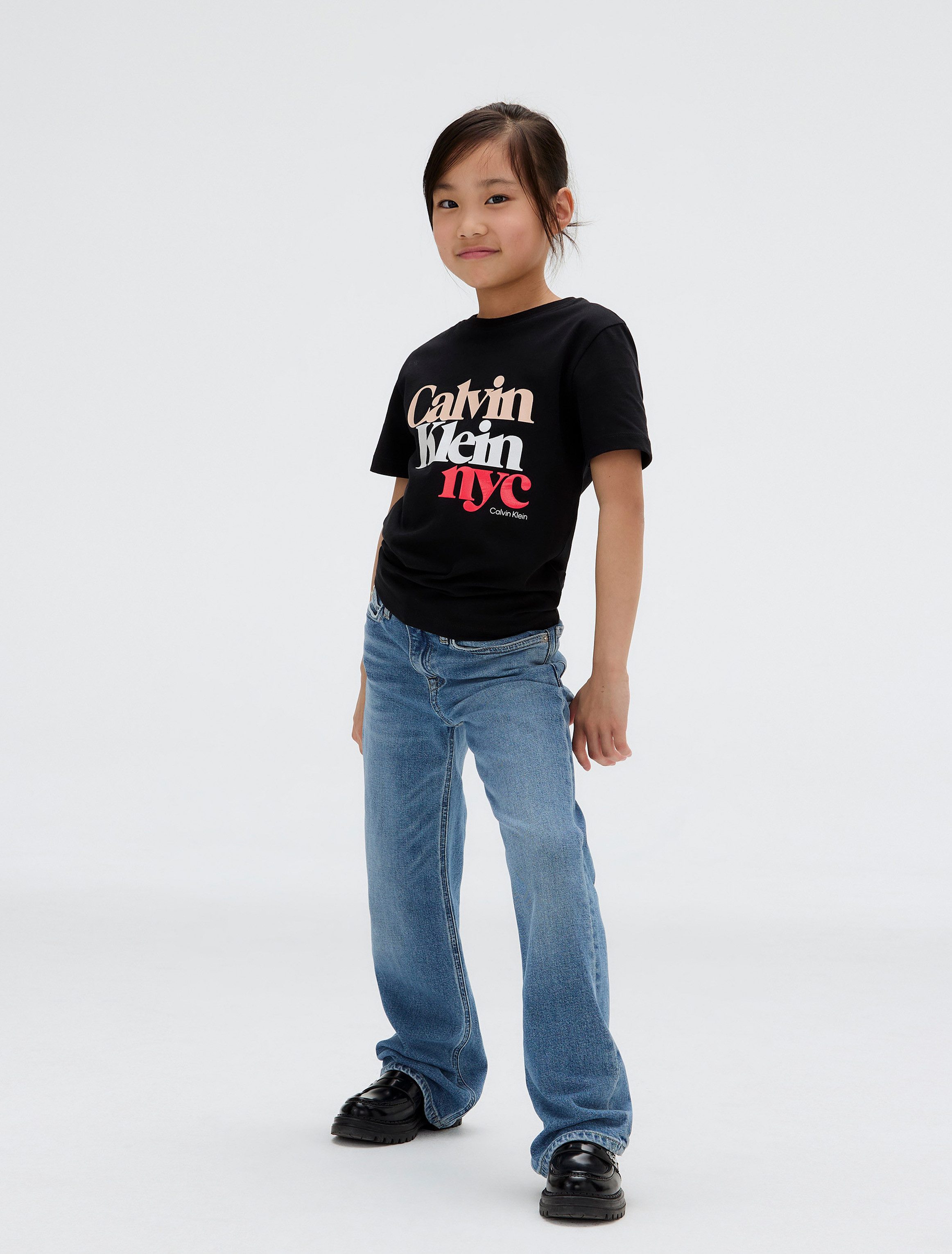 Calvin Klein Wijde jeans HR WIDE LEG AUTHENTIC BLUE DENIM voor kinderen tot 16 jaar, met wijde pijpen