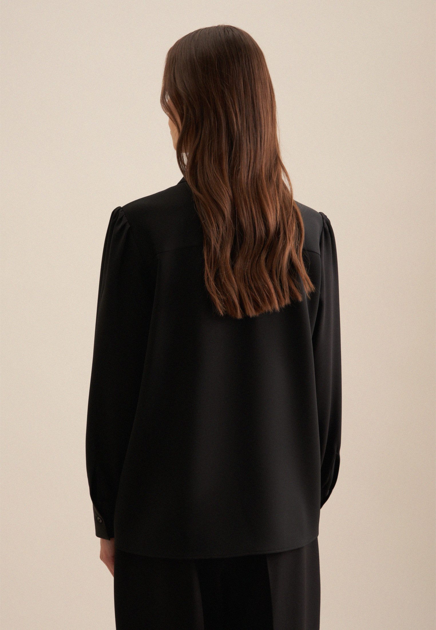 seidensticker Overhemdblouse Zwarte roos Lange mouwen kraag uni