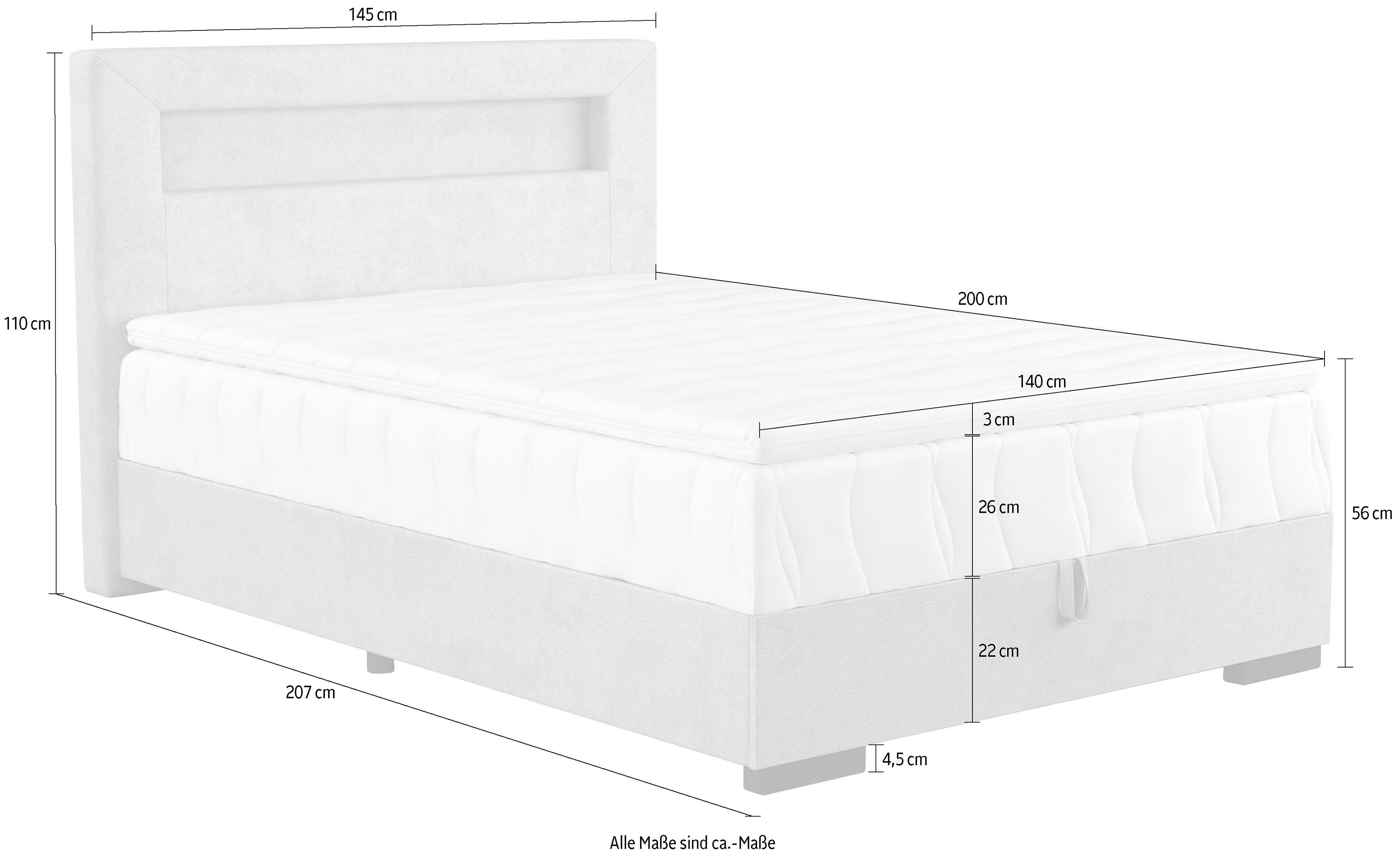 COTTA Boxspring Kelly uitgerust met led-licht, incl. bedlade