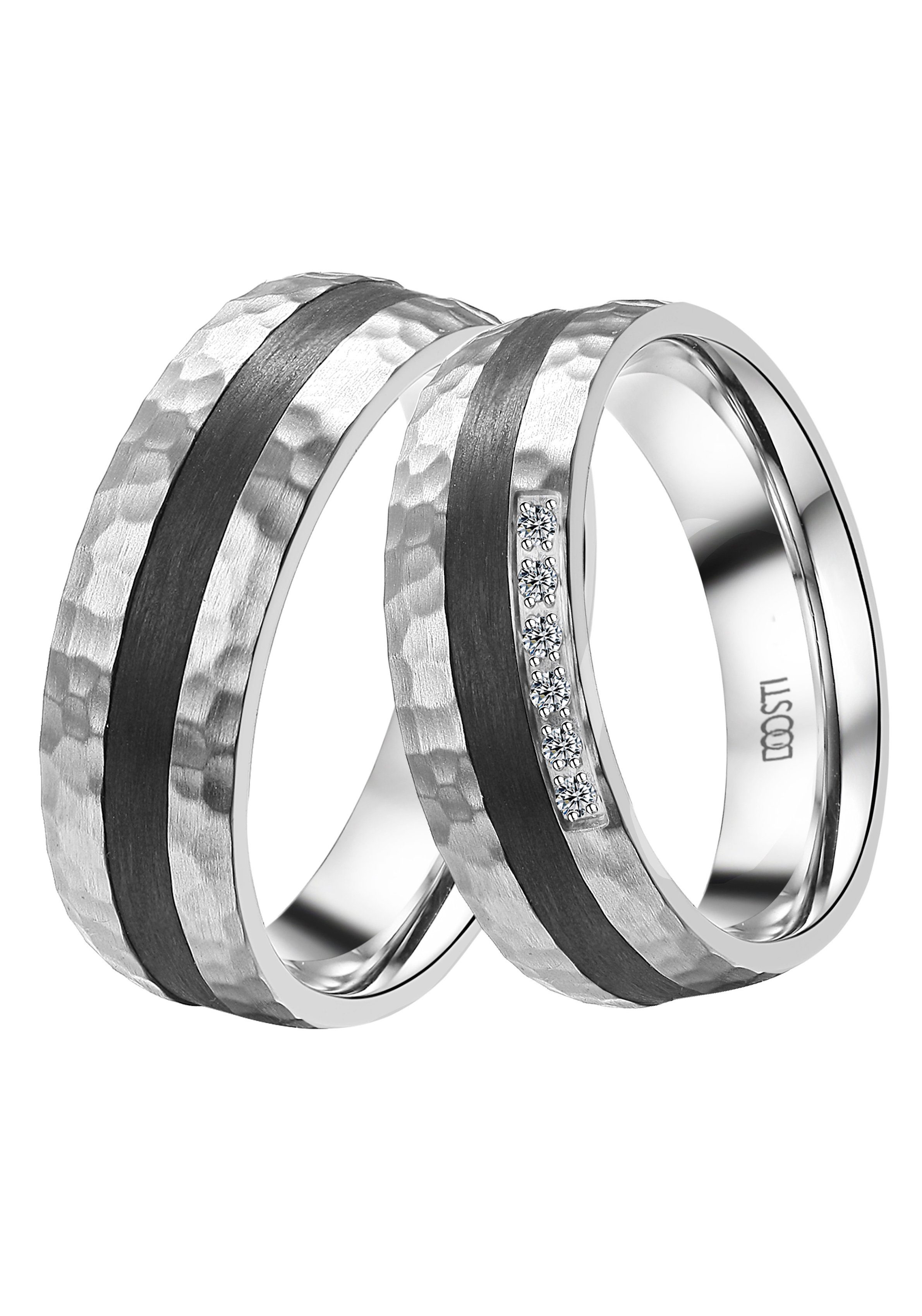 DOOSTI Trouwring Sieraden cadeau roestvrijstalen trouwring partnerring LIEBE unisex ringen maat 62 zwart
