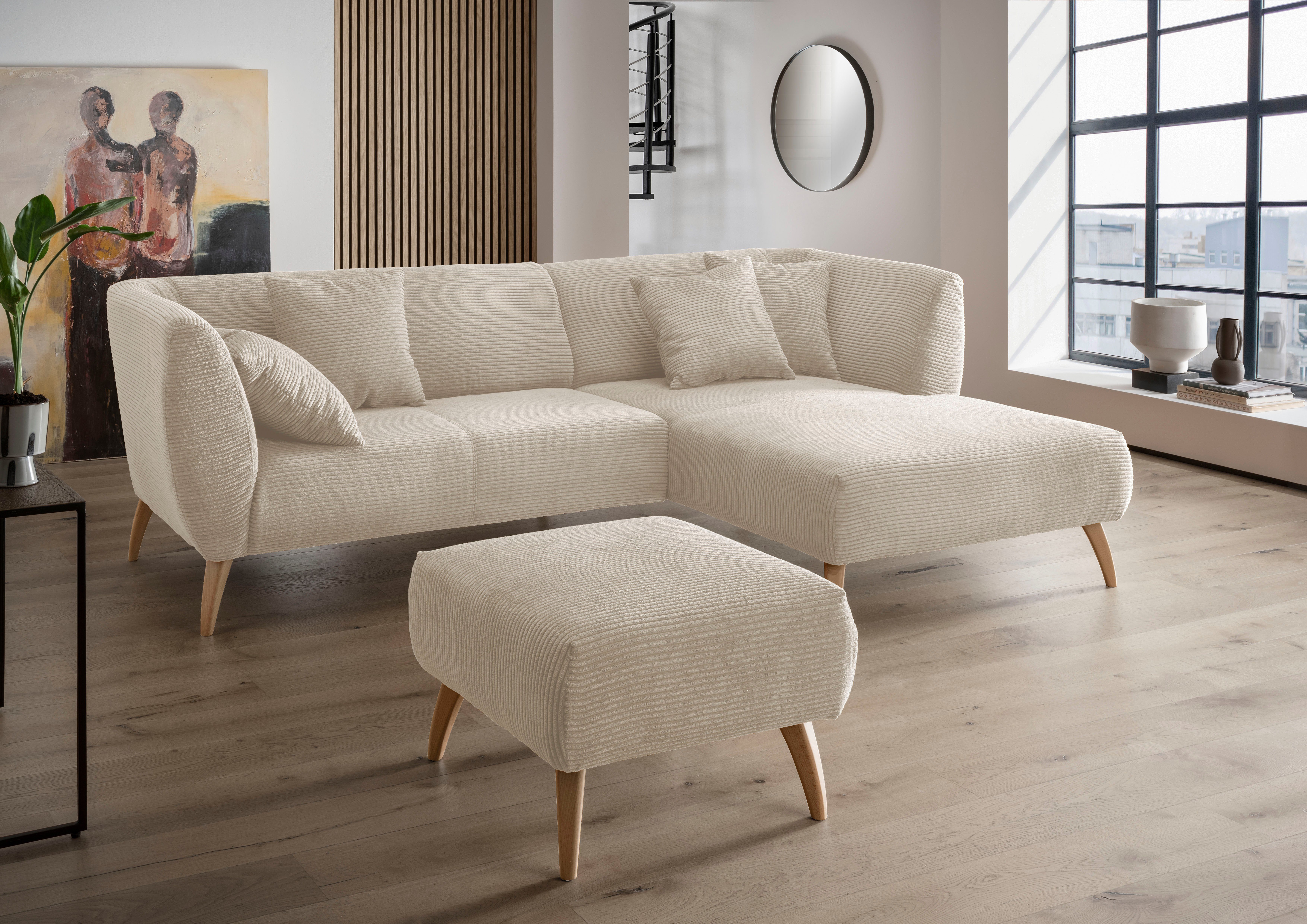 INOSIGN Hocker Colori Kleur houten poten naar keuze, verschillende stoffen, hoogwaardige stof