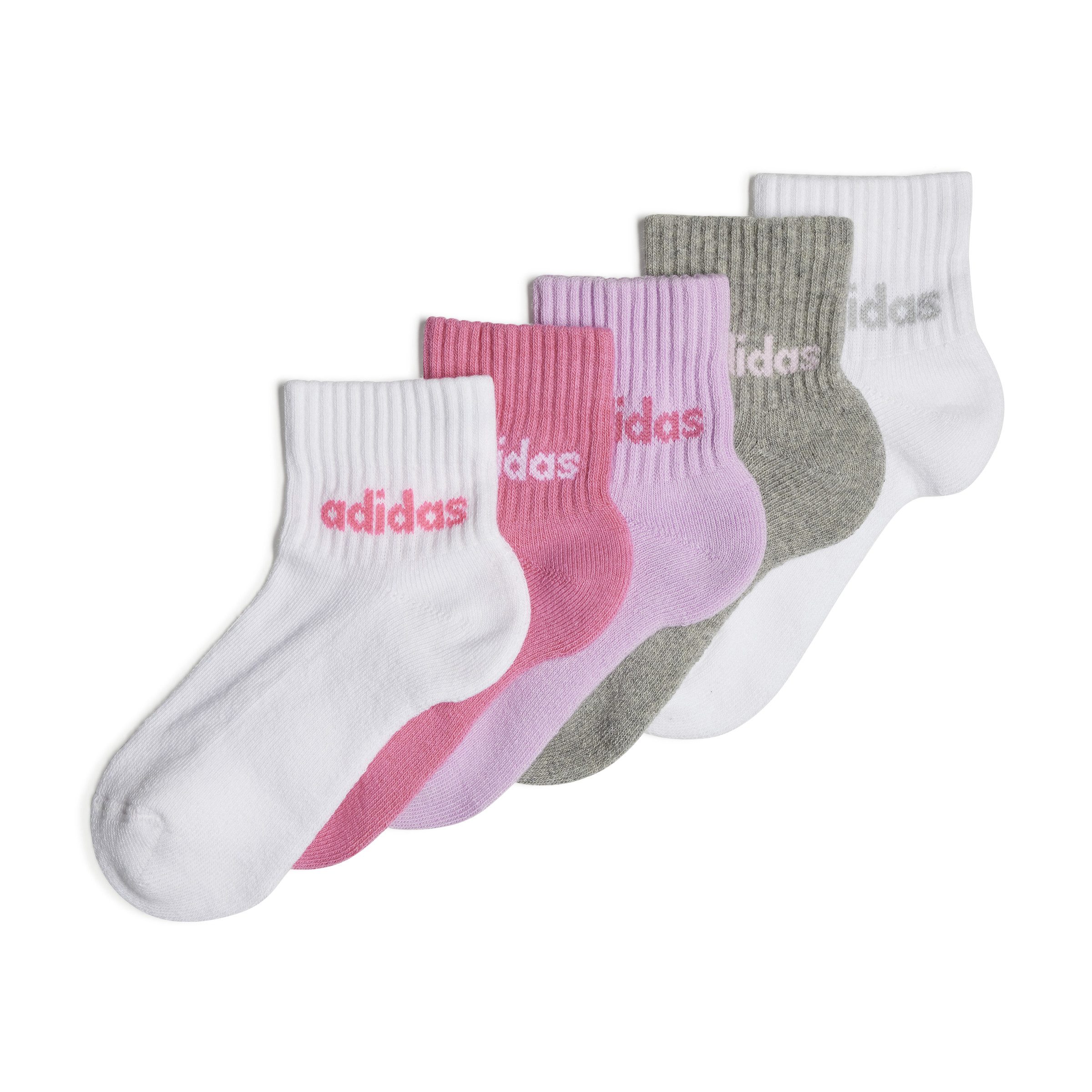 Adidas Perfor ce sokken set van 5 wit grijs roze Katoen 34-36