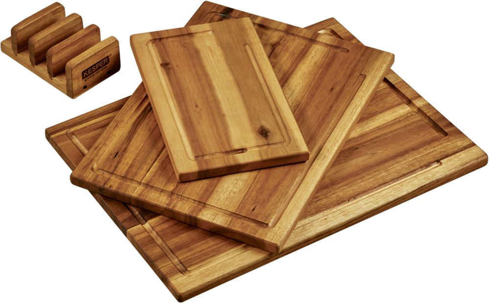 KESPER for kitchen & home Snijplank 3-pack snijplank inclusief standaard (set, 4 stuks)