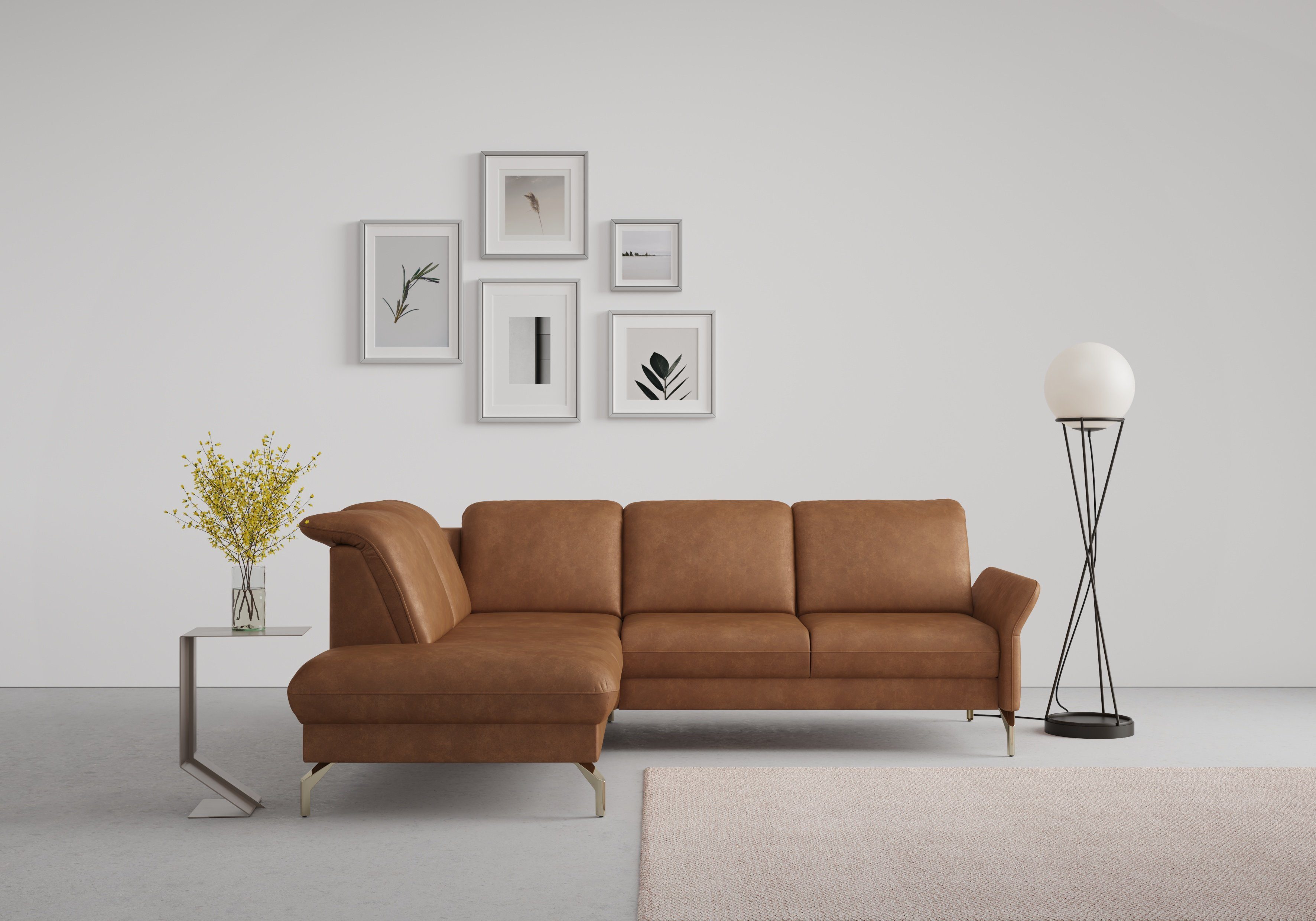 sit&more Hoekbank Fashion L-vorm naar keuze met verstelbare hoofdsteun, uittrekzitting, motorisch, nikkel poten