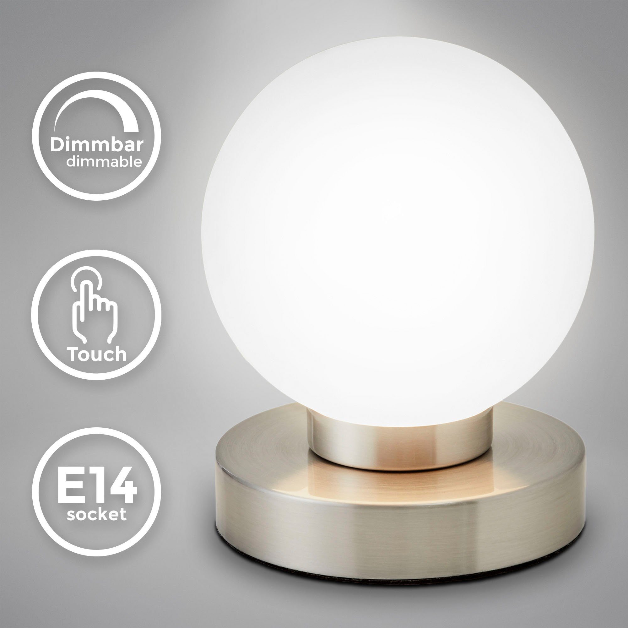 B.K.Licht Tafellamp BK_TL1087 Tafellamp, bedlampje met aanraaksensor, dimbaar (1 stuk)