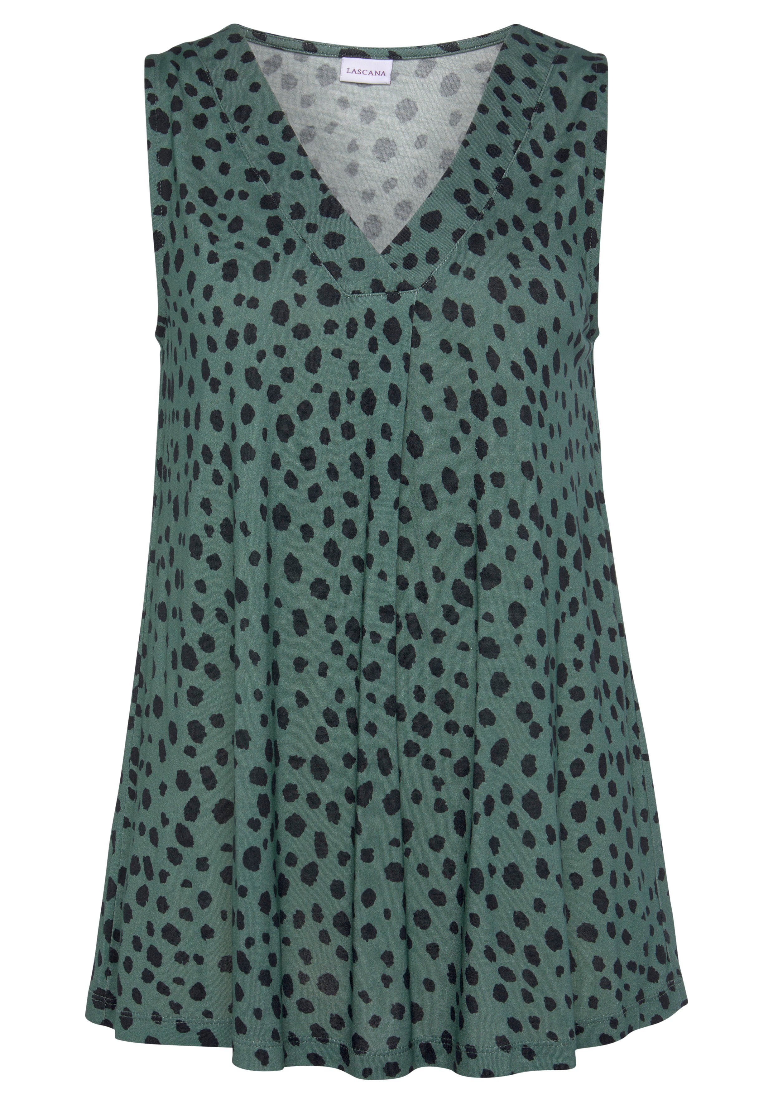 Lascana Tanktop met alloverprint, elegante blusentop, mouwloos