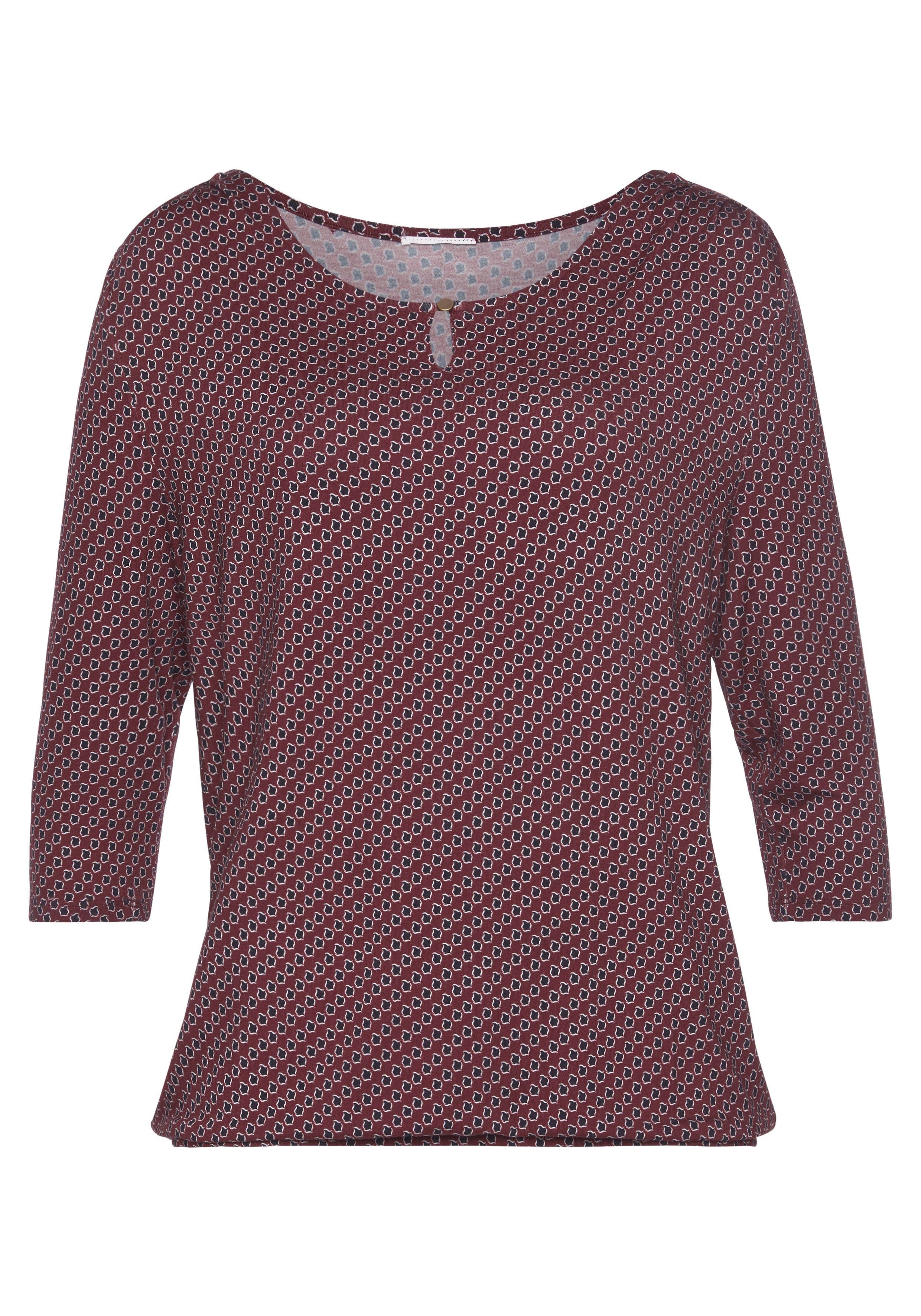 Vivance Shirt met ronde hals Met goudkleurige sierknop bij de hals