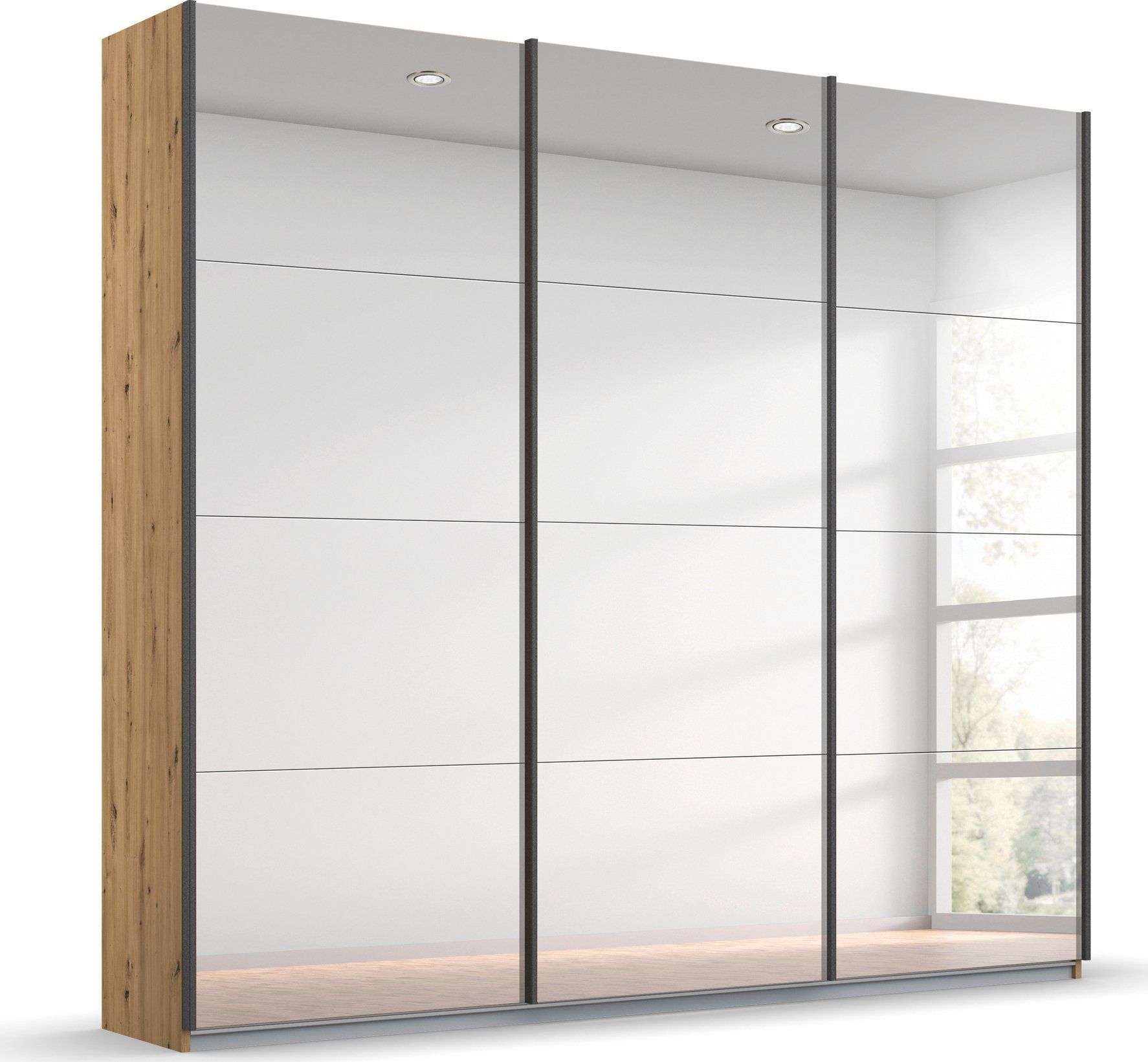 rauch Zweefdeurkast Kledingkast kast garderobe ORACLE met spiegelfront inclusief lade-inzet en extra legplanken made in germany