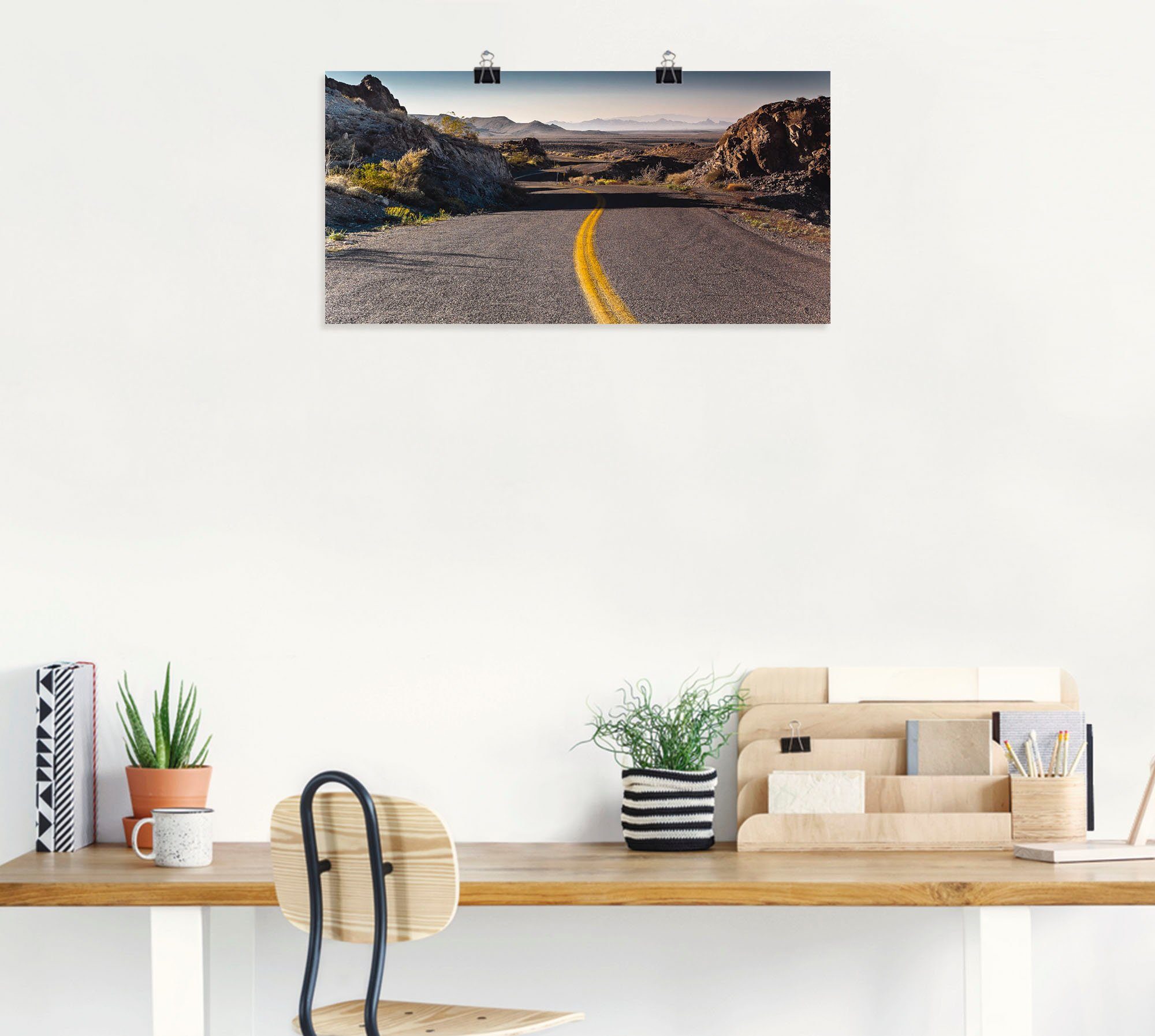 Artland Poster Historische Route 66 als artprint van aluminium, artprint op linnen, muursticker of poster in verschillende maten