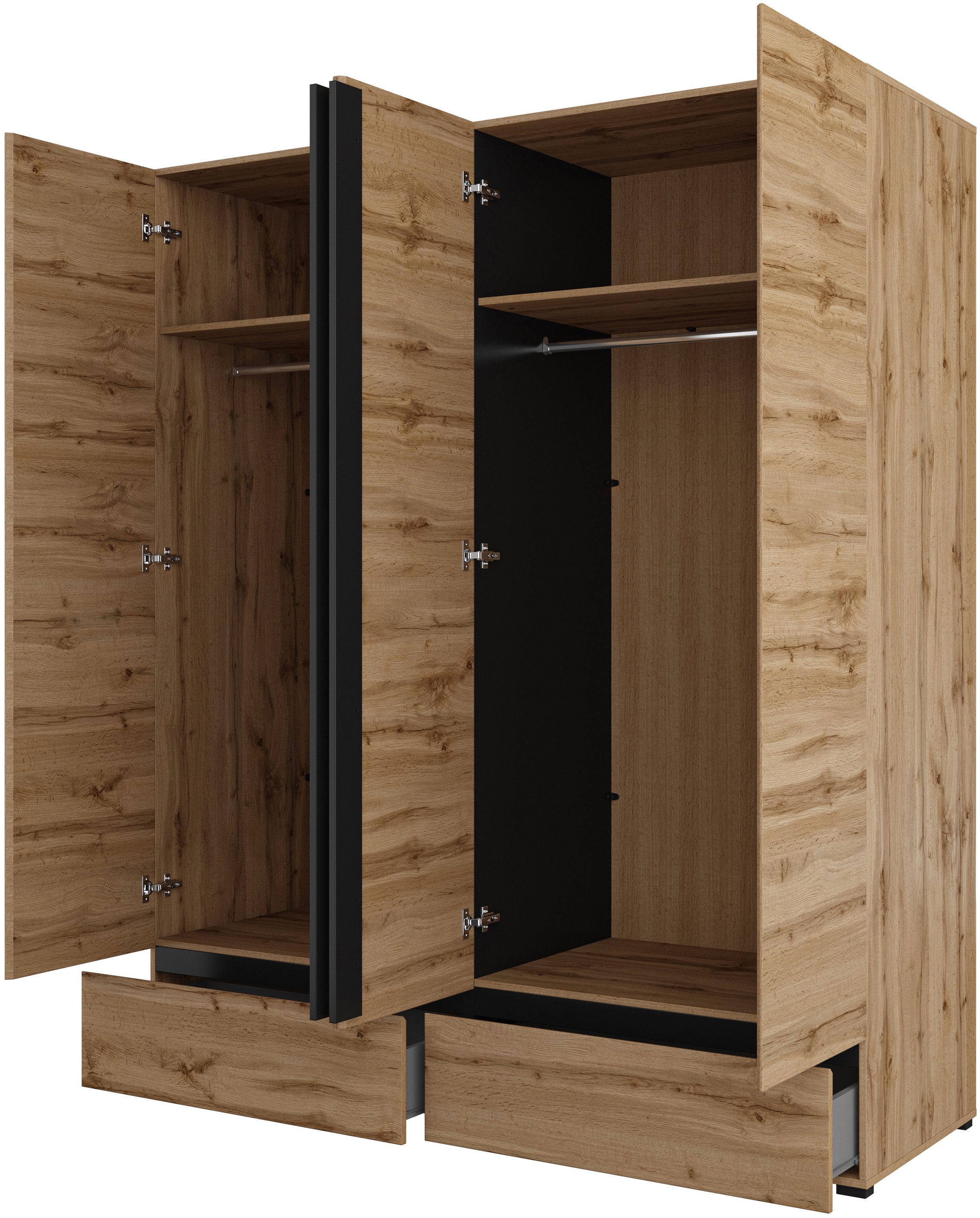 INOSIGN Draaideurkast Cross, moderne greeploze kledingkast Lingeriekast met lade, garderobe, deuren
