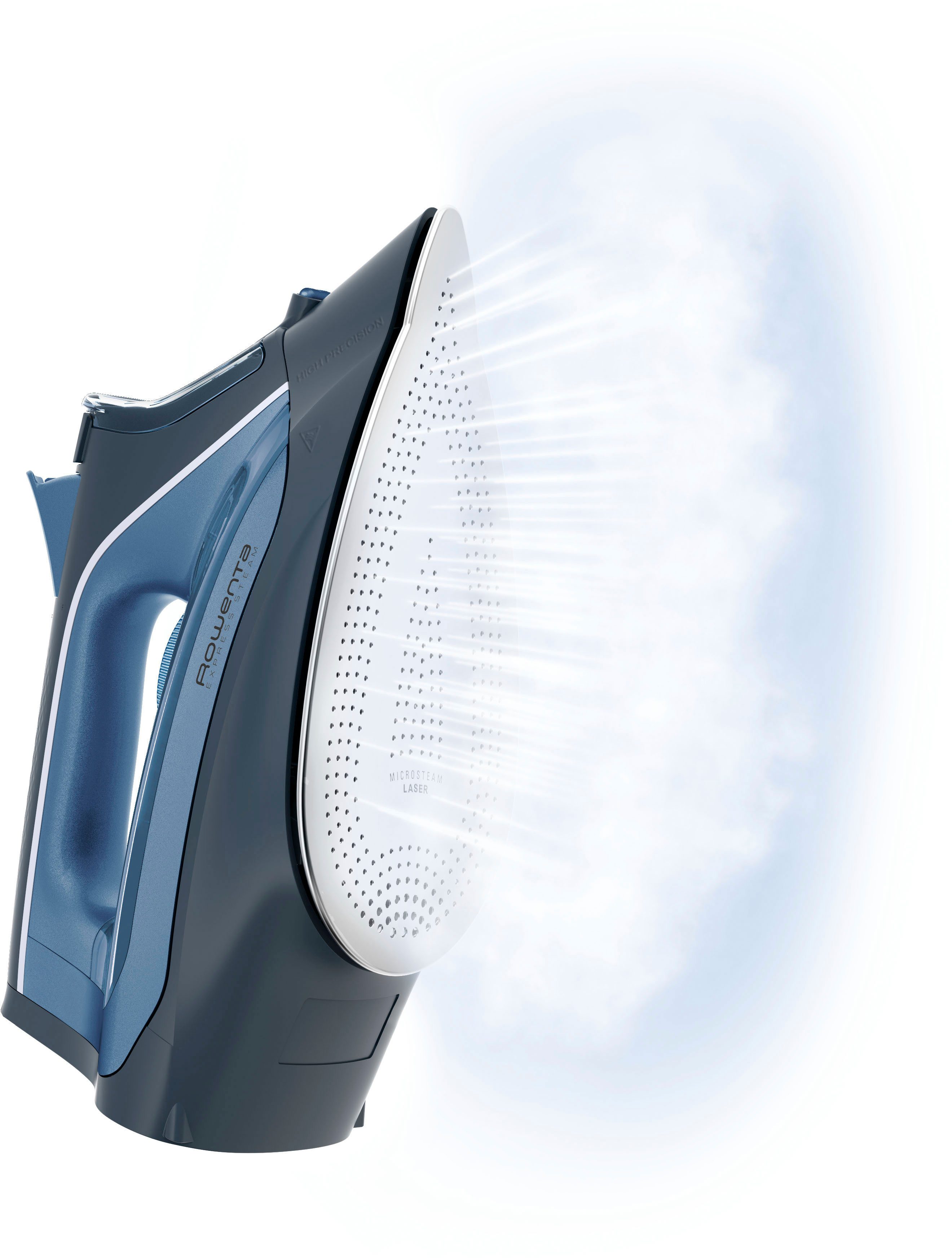 Rowenta Stoomstrijkijzer Express Steam, donkerblauw/lichtblauw, Eco-functie Continue stoomopbrengst 40 g/min, stoomstoot 160 g/min, druppelstop, DW4320